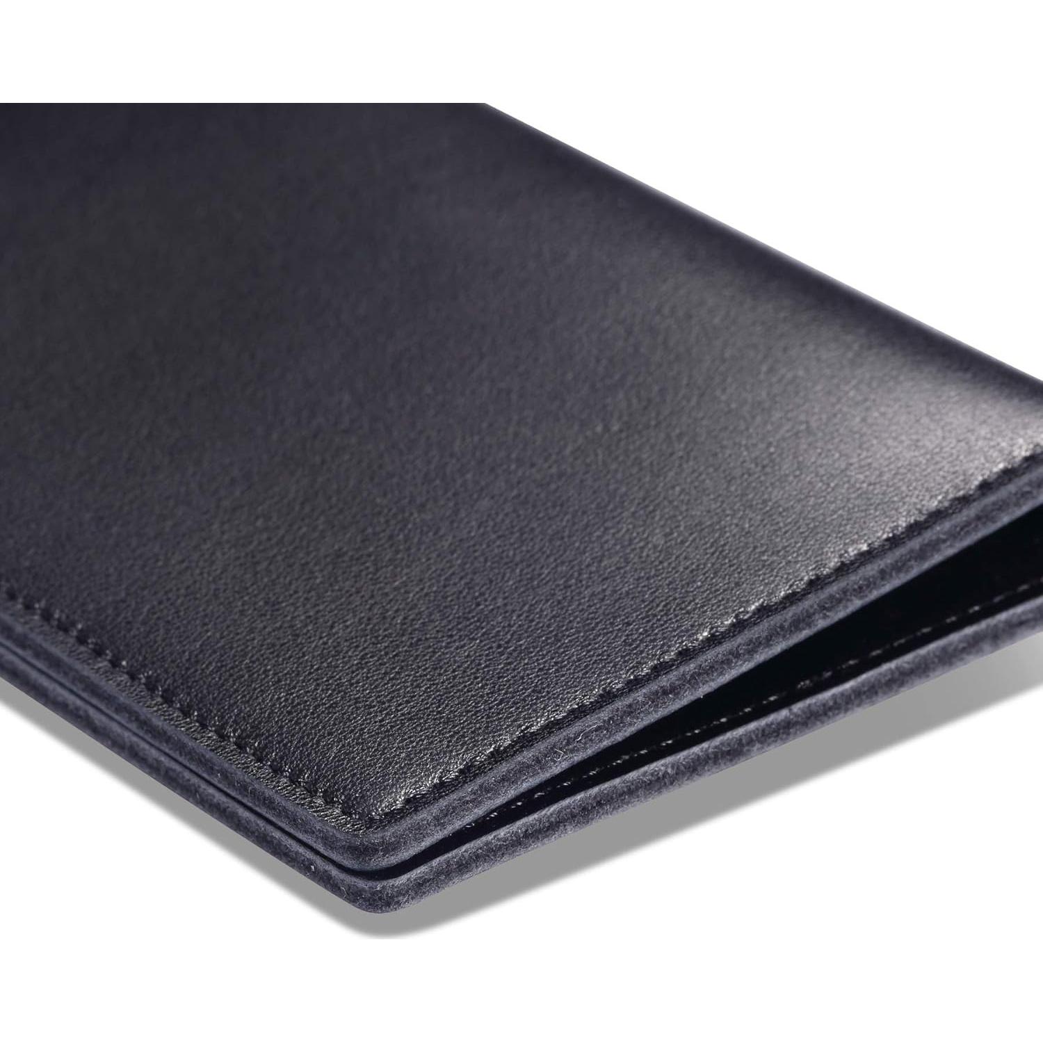 Portatarjetas Delgado HISCOW de Cuero Italiano - Negro