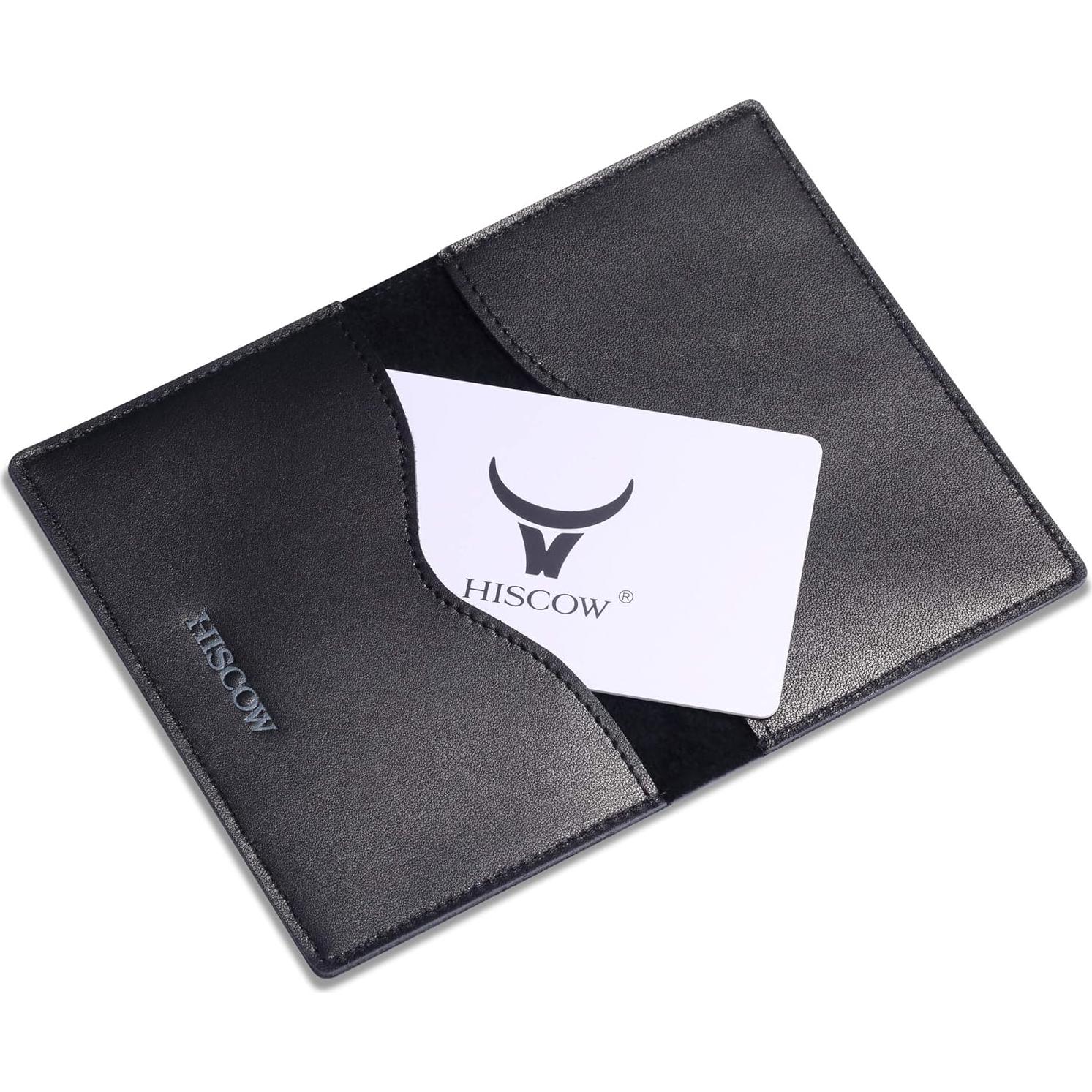 Portatarjetas Delgado HISCOW de Cuero Italiano - Negro