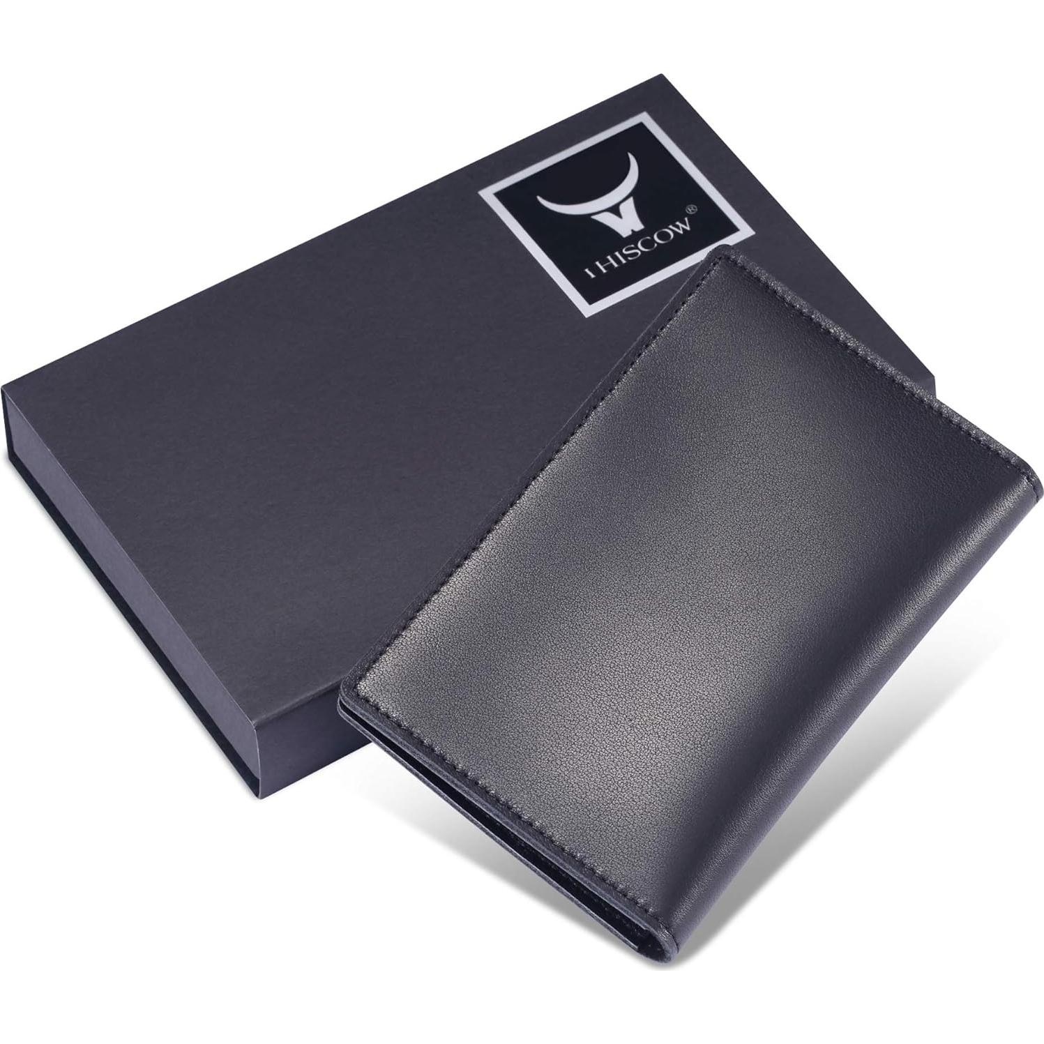 Portatarjetas Delgado HISCOW de Cuero Italiano - Negro