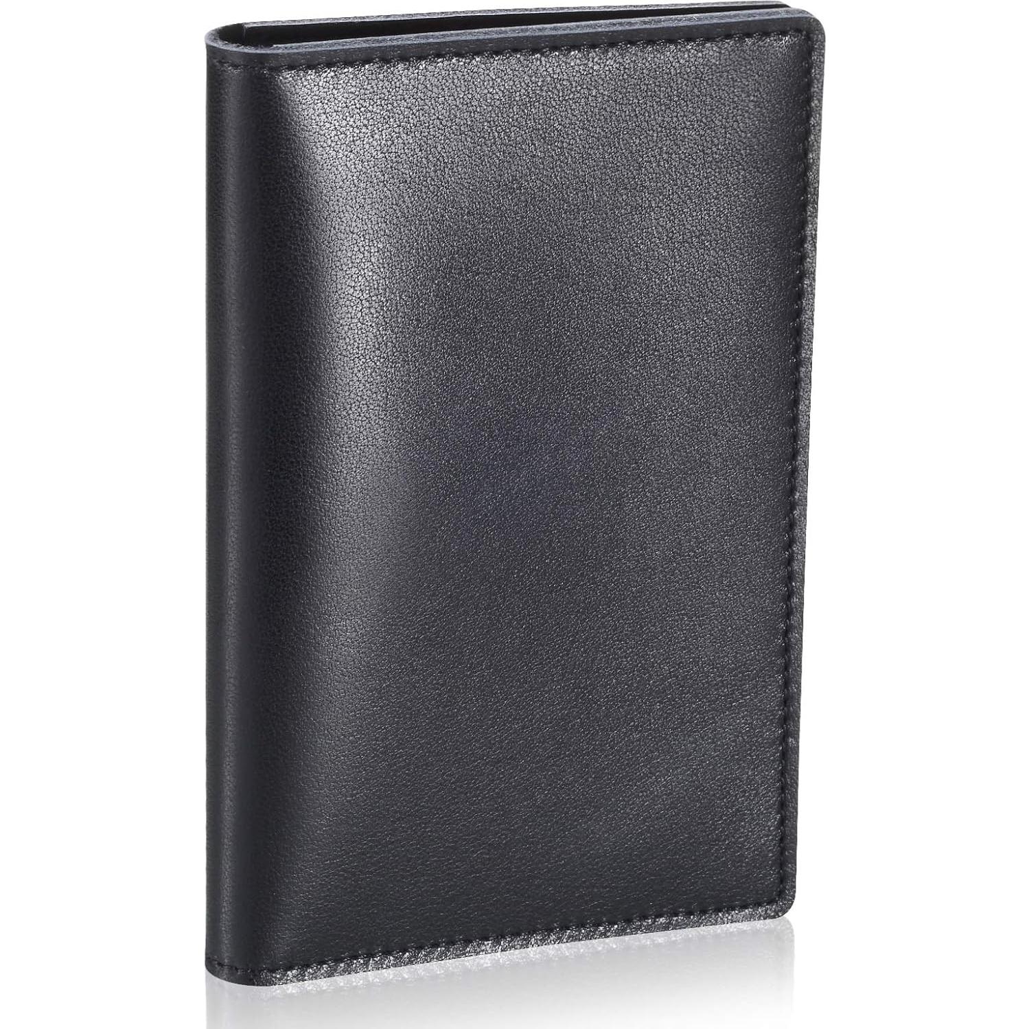 Portatarjetas Delgado HISCOW de Cuero Italiano - Negro