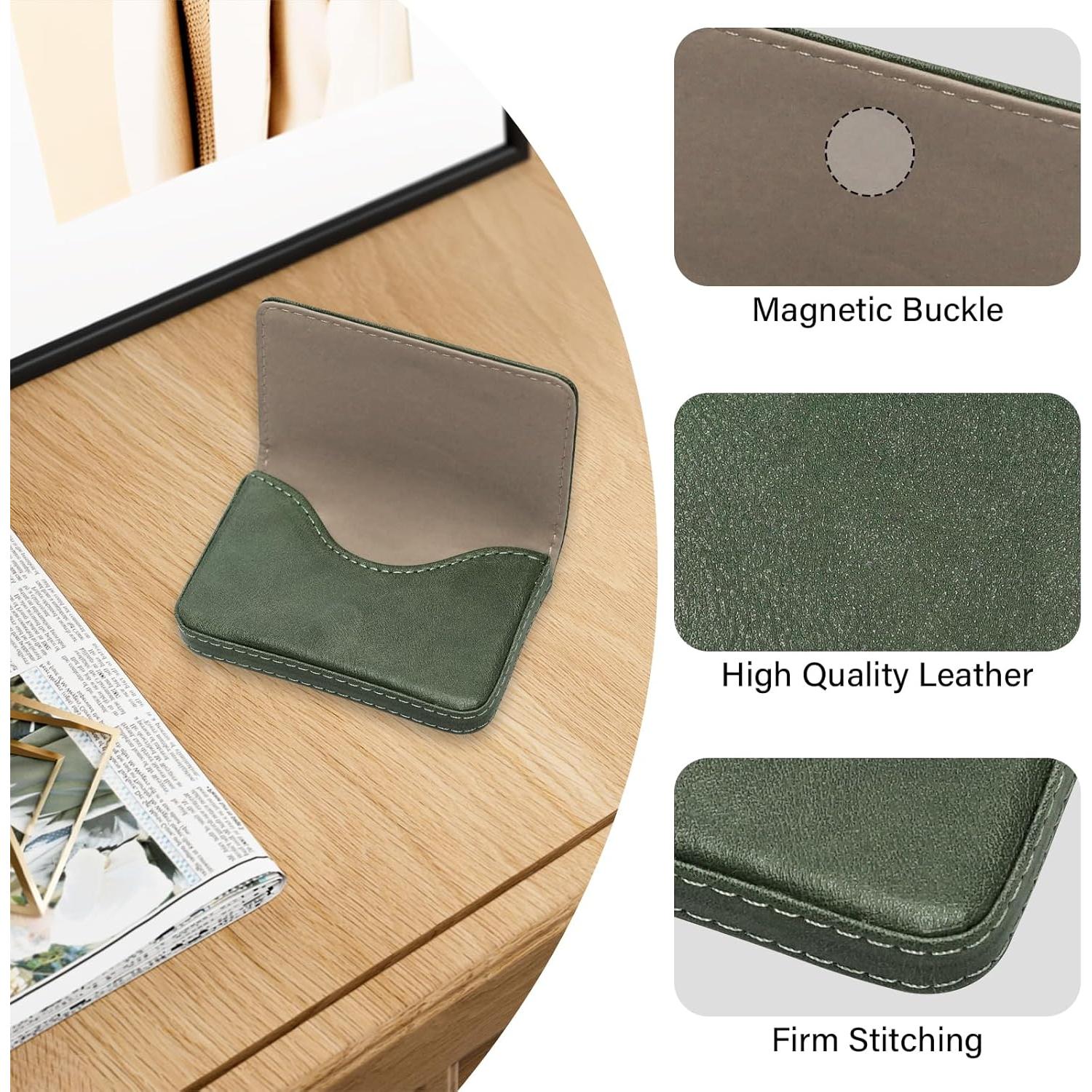 Soporte de Tarjetas de Crédito Magnético PU Verde Oscuro