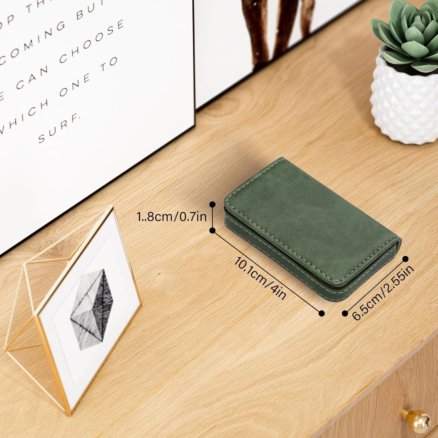 Soporte de Tarjetas de Crédito Magnético PU Verde Oscuro