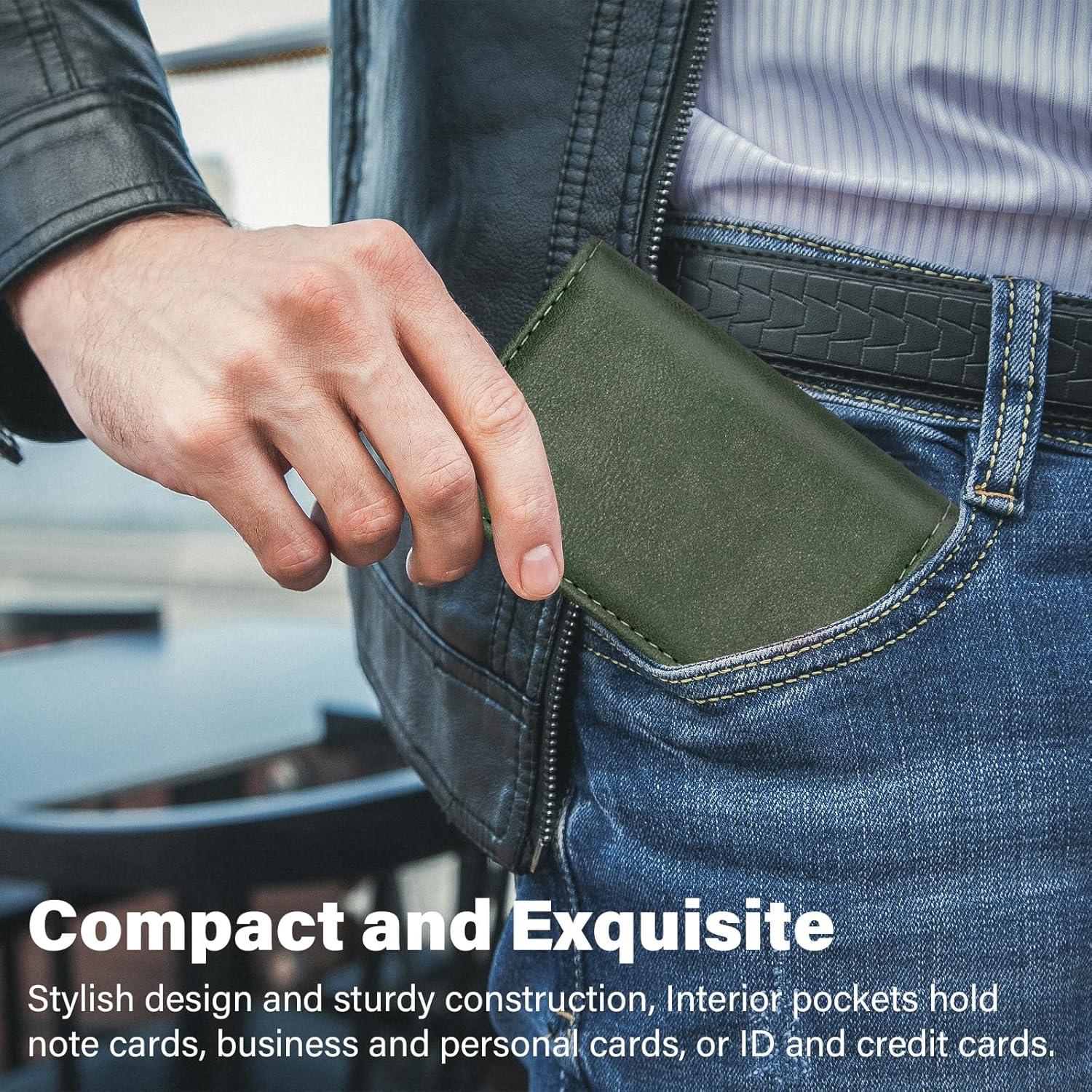 Soporte de Tarjetas de Crédito Magnético PU Verde Oscuro