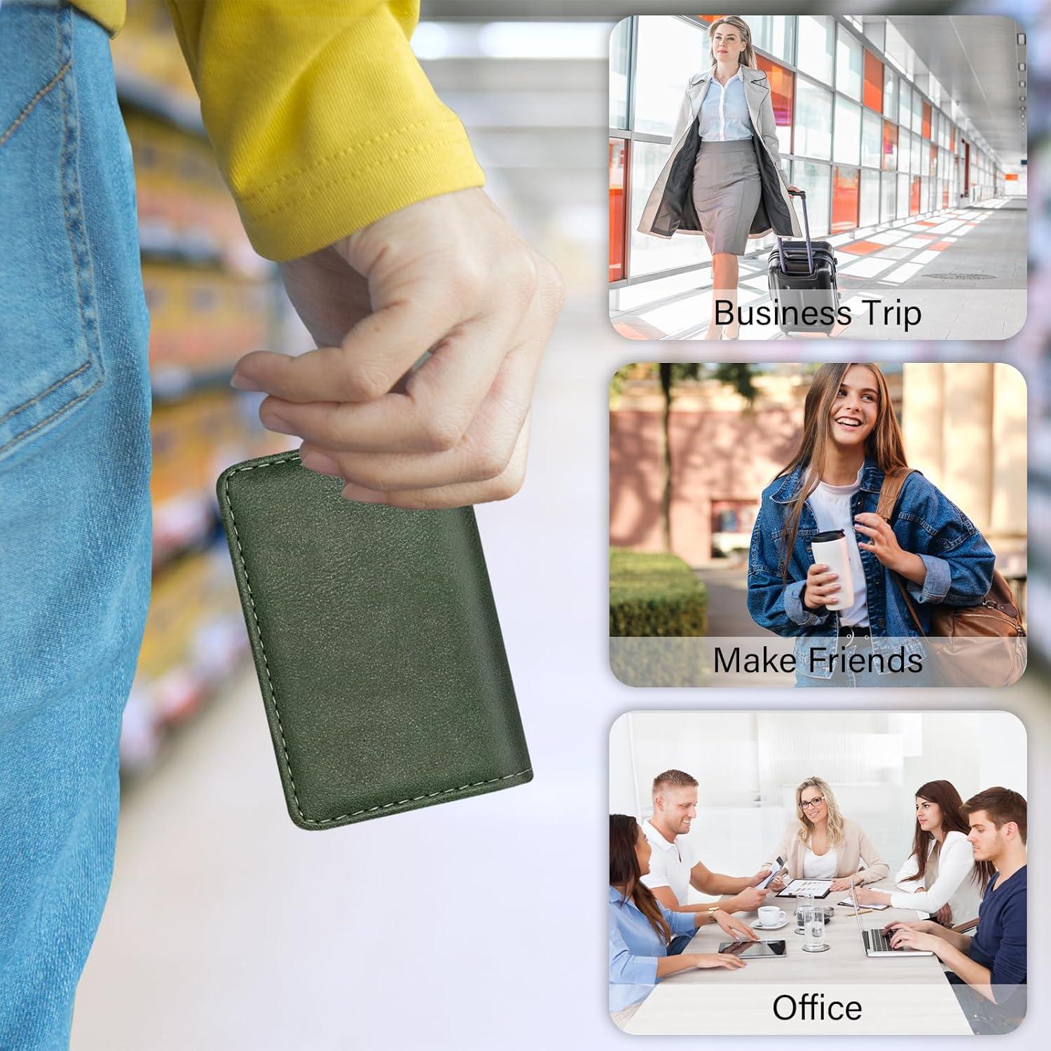 Soporte de Tarjetas de Crédito Magnético PU Verde Oscuro