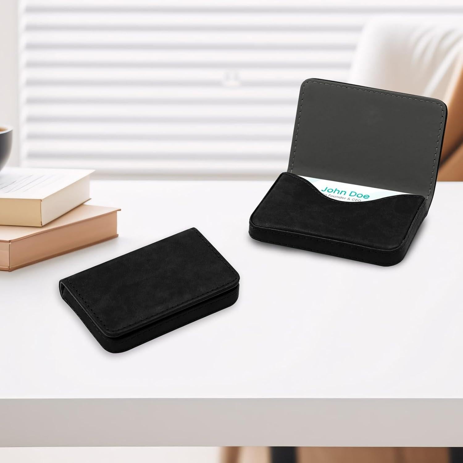 Soporte para Tarjetas de Negocio FORYEE Negro con Bloqueo RFID