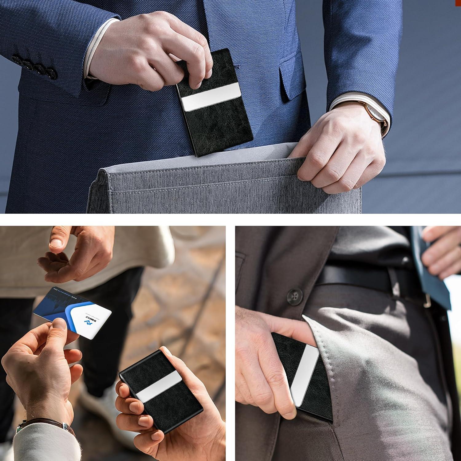Estuche para Tarjetas de Visita DMFLY Negro con Cierre Magnético
