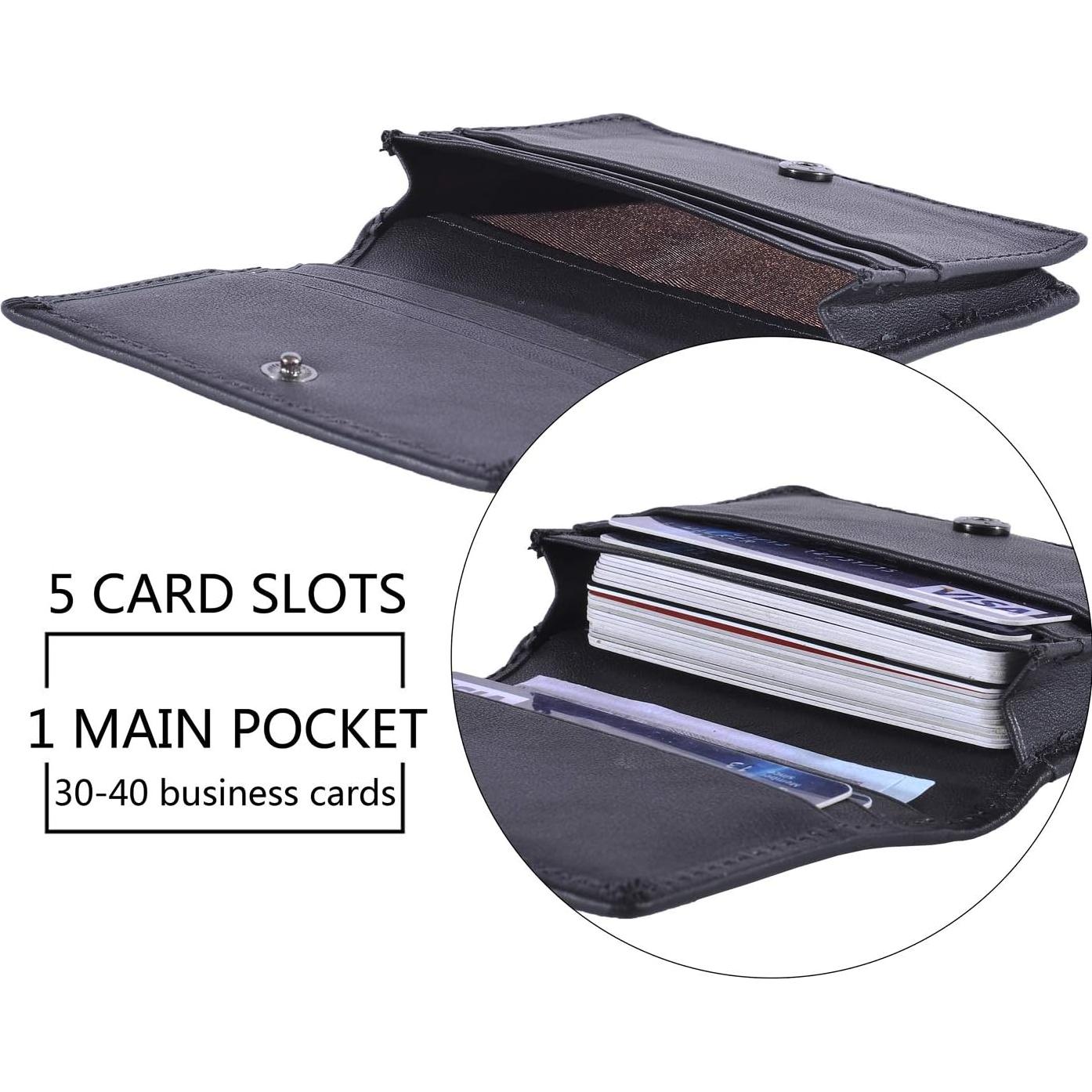 Cartera Bifold de Cuero Genuino RFID para Hombres - Negro