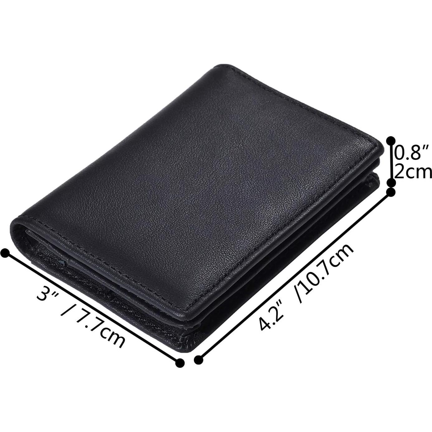 Cartera Bifold de Cuero Genuino RFID para Hombres - Negro
