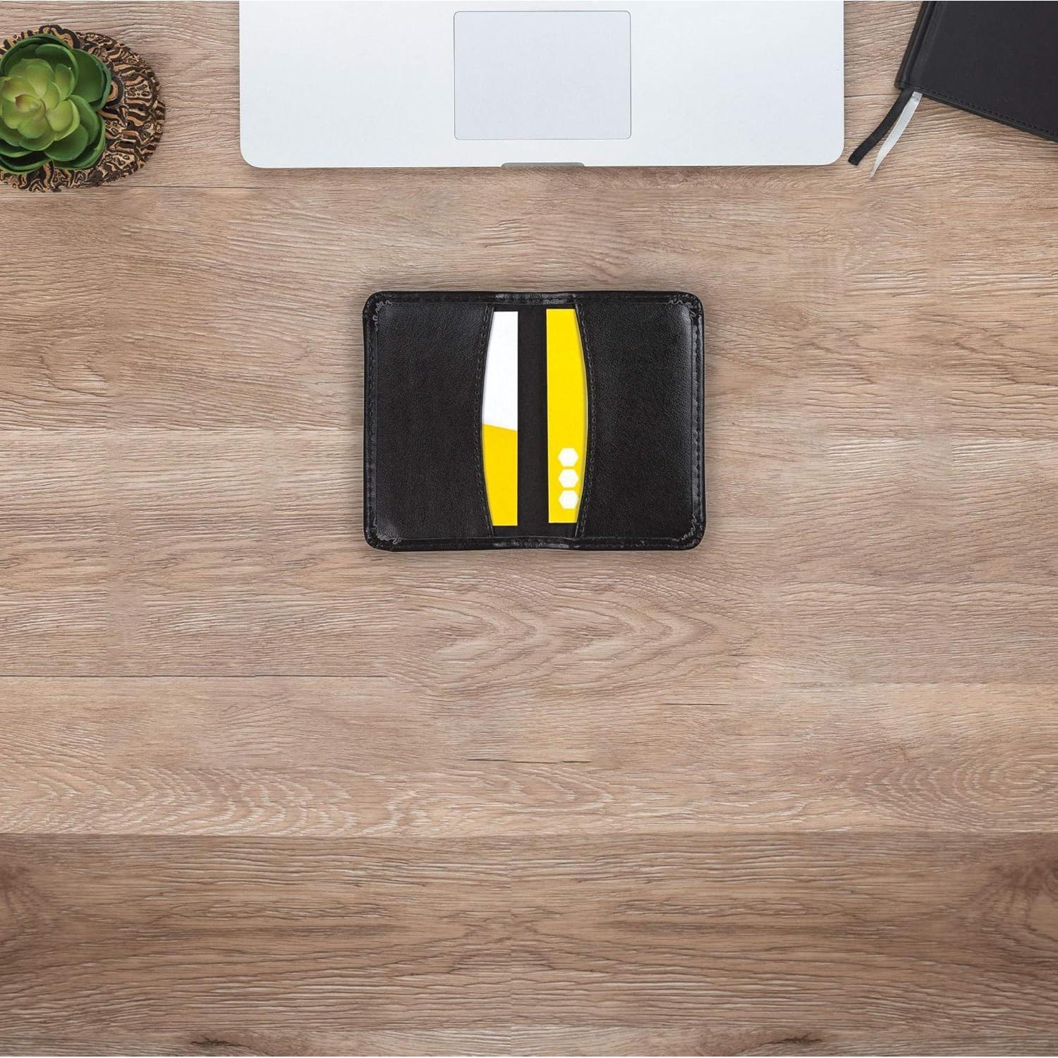 Portafolio de Cuero Samsill 81220 para 25 Tarjetas Negro