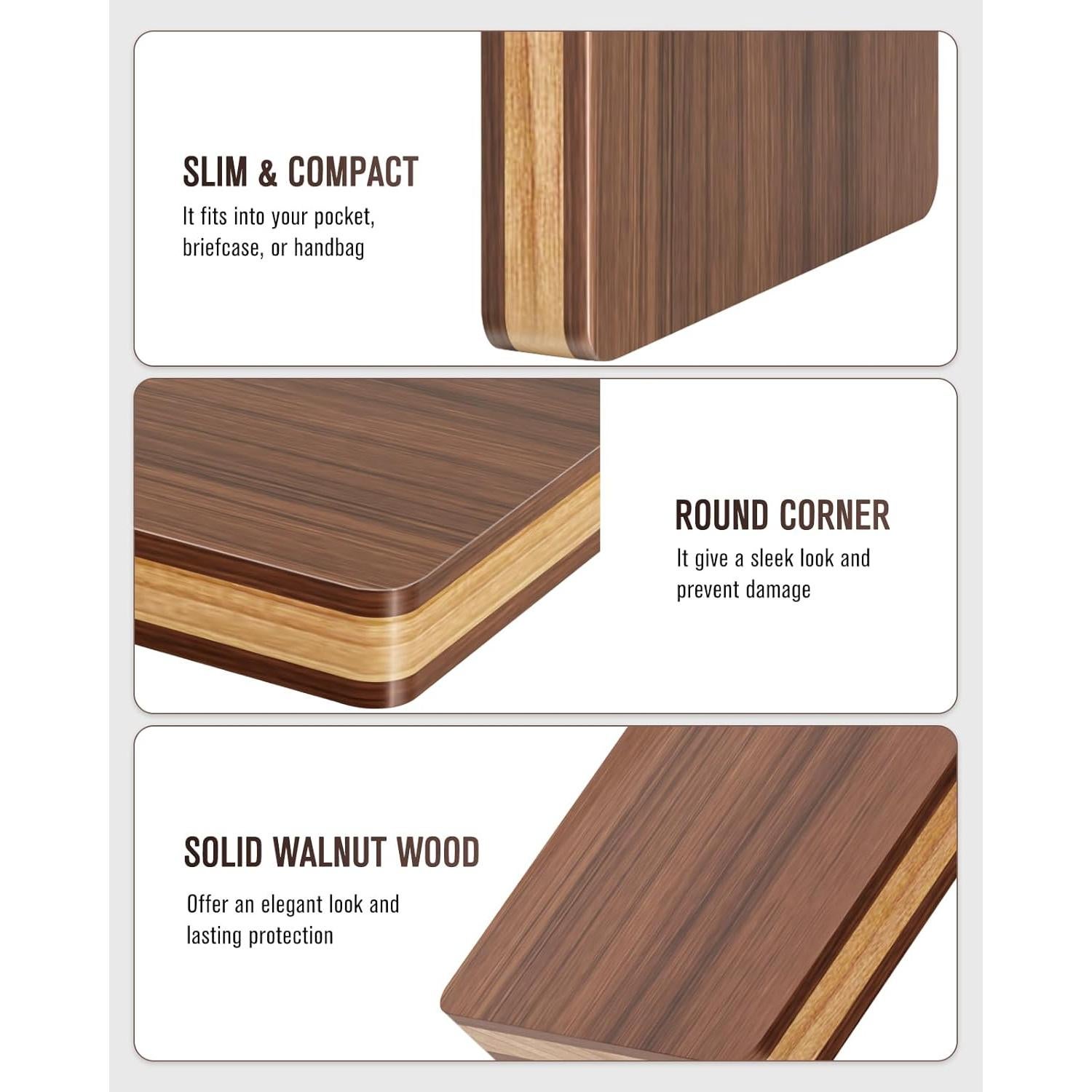 Soporte de Tarjetas de Visita de Madera MaxGear, Cierre Magnético