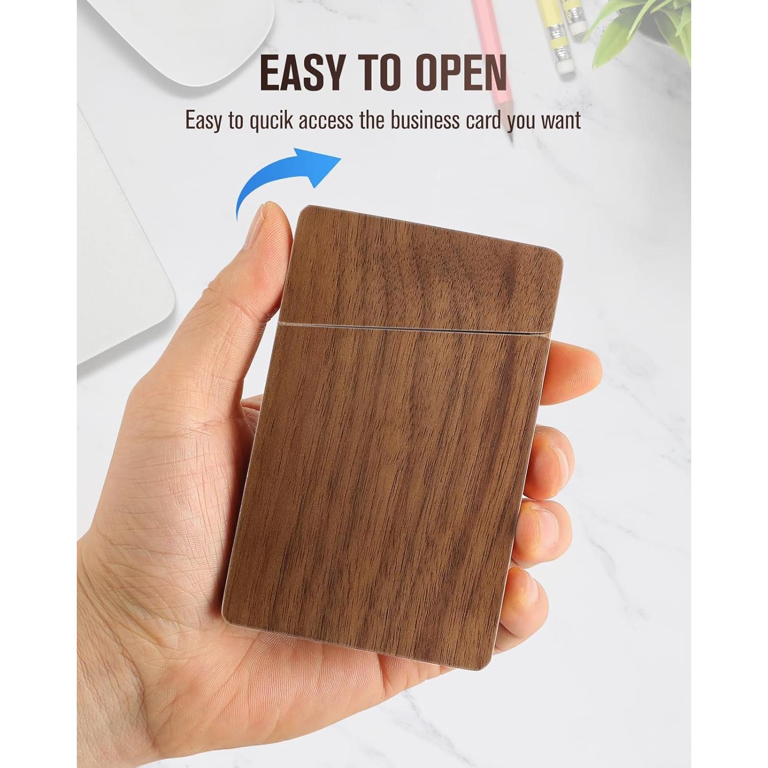 Soporte de Tarjetas de Visita de Madera MaxGear, Cierre Magnético