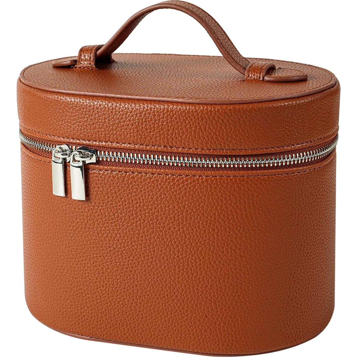 Bolsa de Maquillaje Vanity PU Impermeable 20.3x14.5x15.2 cm Marrón