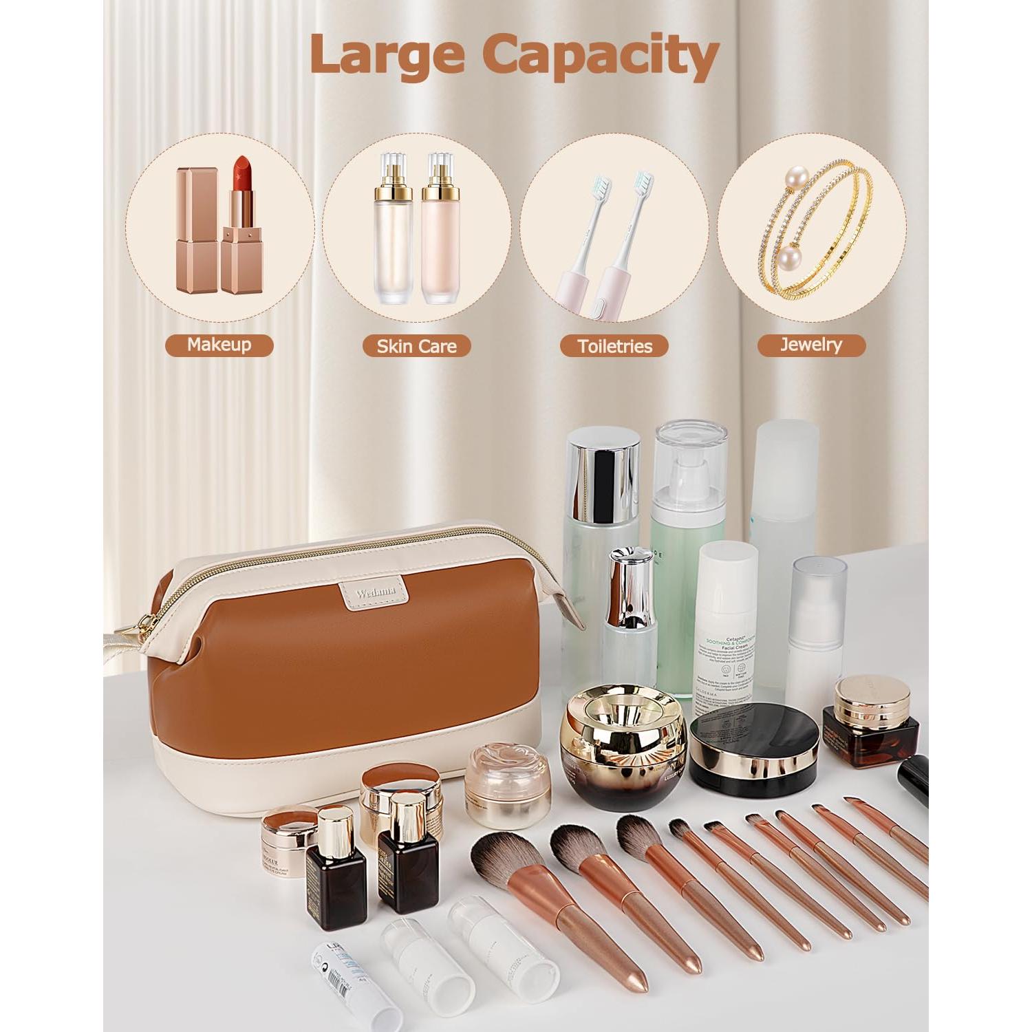 Bolsa de Maquillaje Wedama de Cuero PU Grande para Viajes