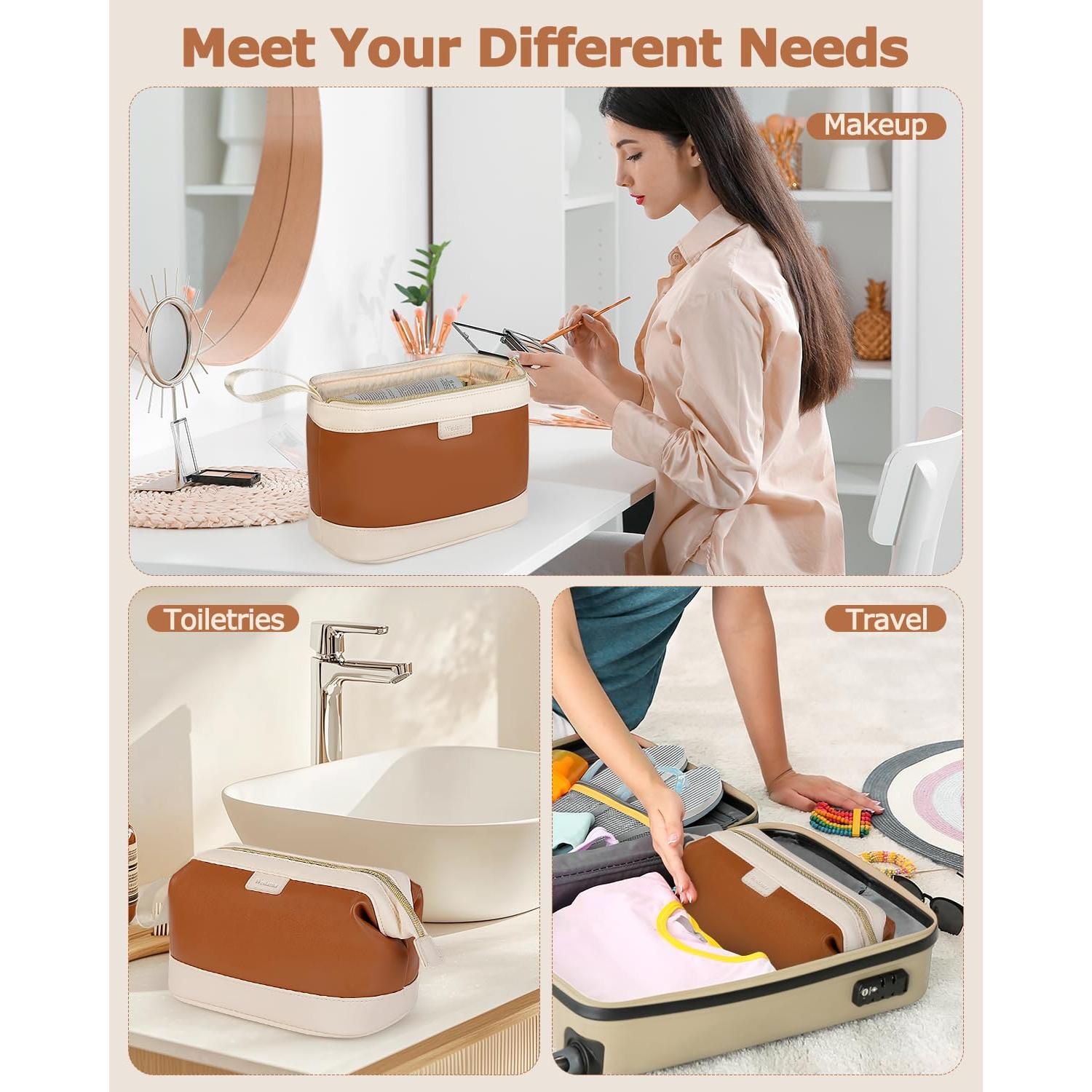 Bolsa de Maquillaje Wedama de Cuero PU Grande para Viajes