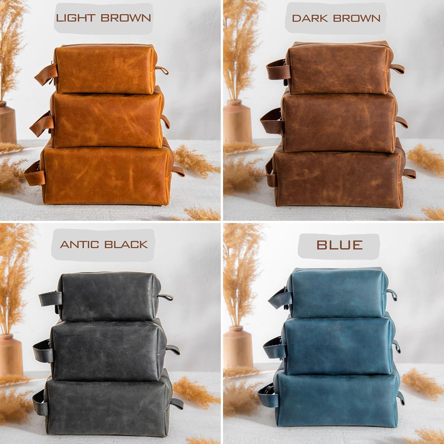 Bolsa de Aseo de Cuero Personalizada Dopp - Regalo para Hombres