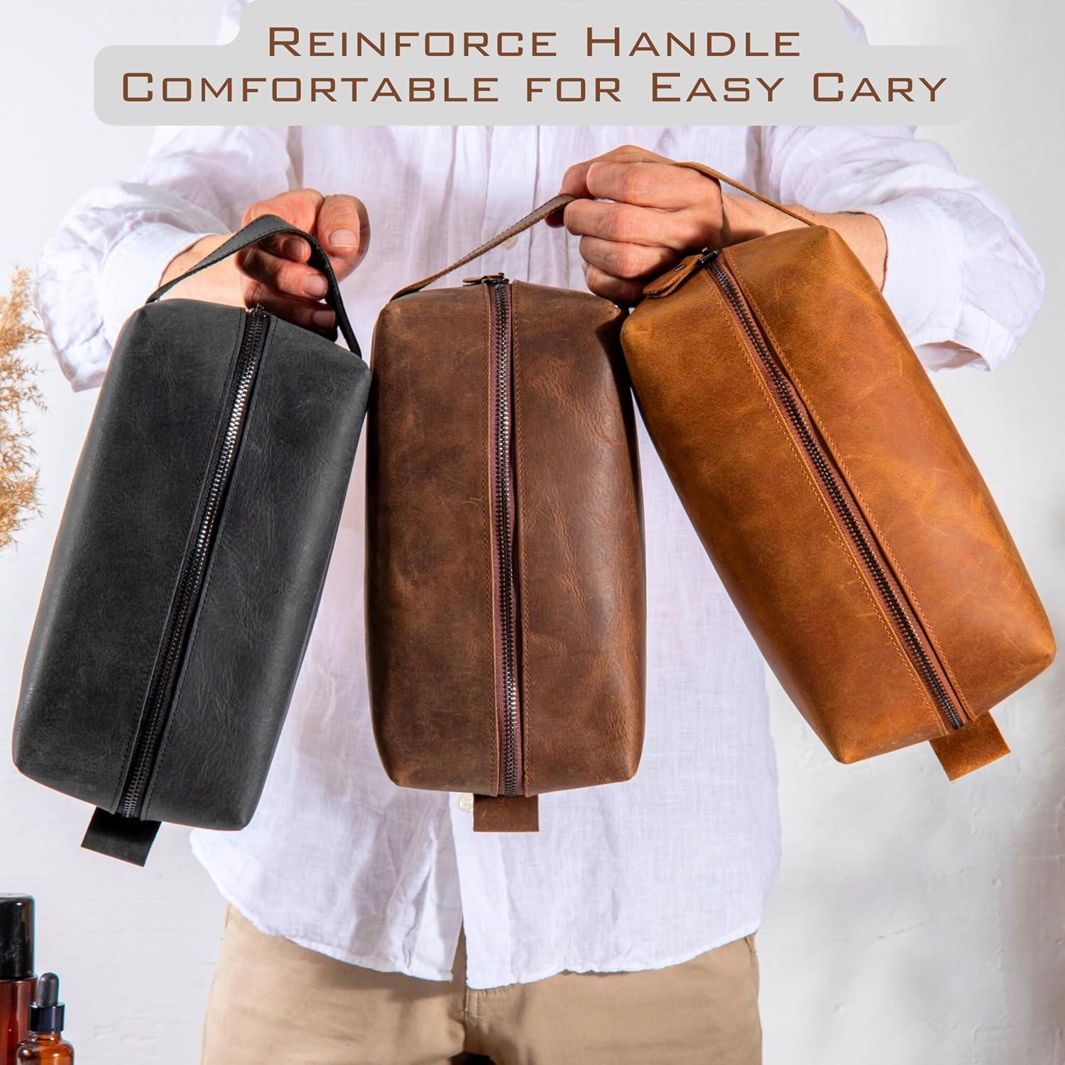 Bolsa de Aseo de Cuero Personalizada Dopp - Regalo para Hombres