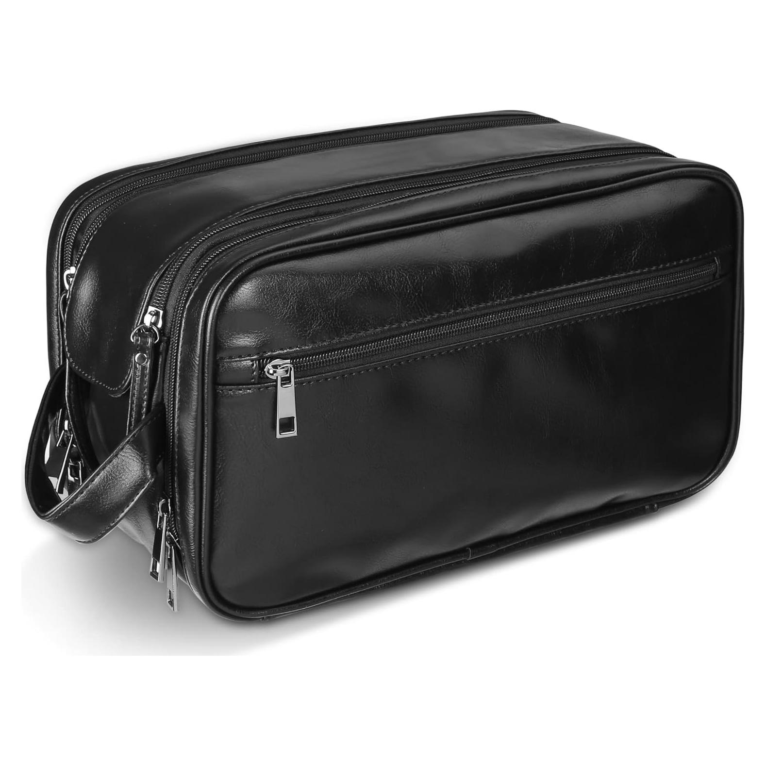 Bolsa de Aseo de Cuero BNSPOCKET Grande Impermeable Negra