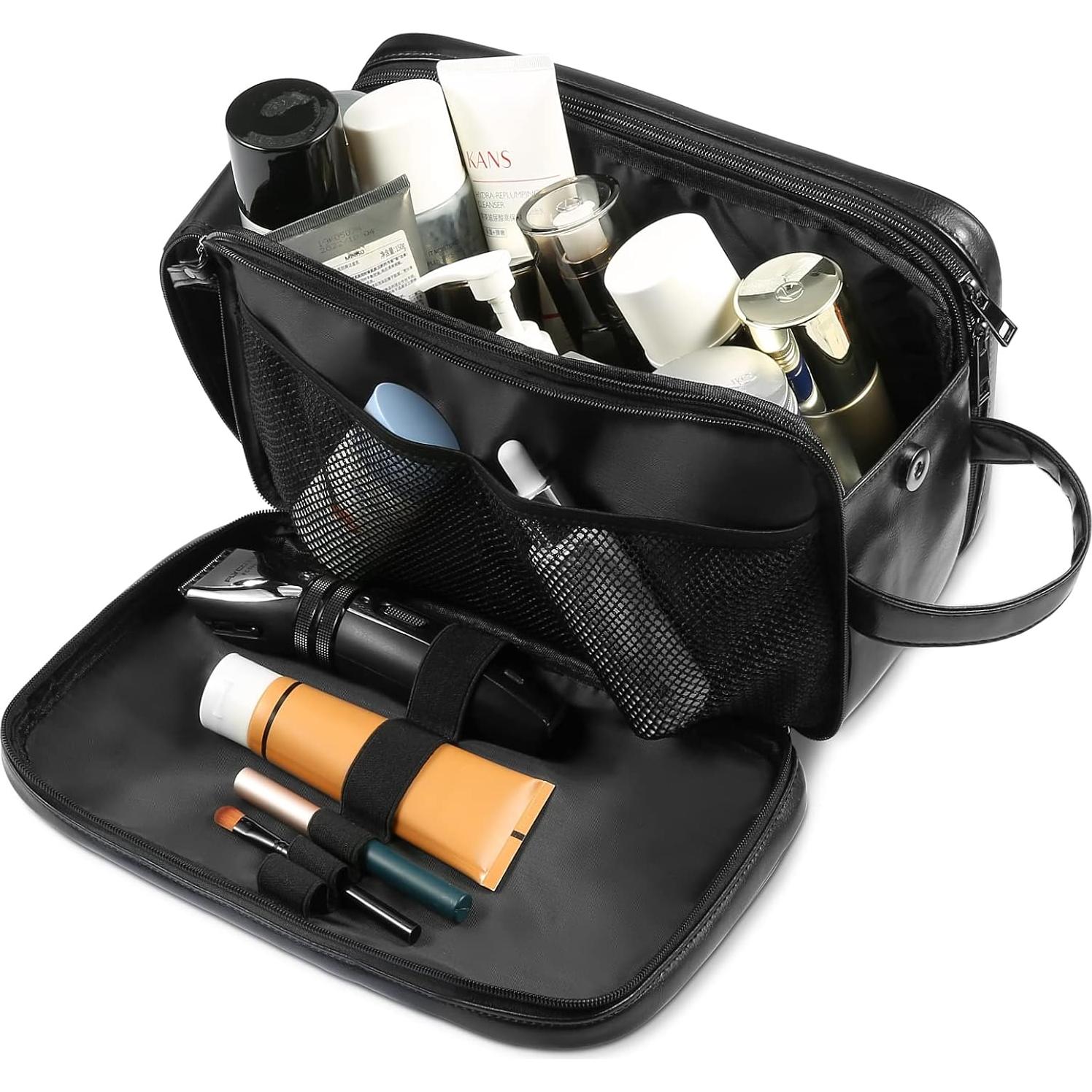 Bolsa de Aseo de Cuero BNSPOCKET Grande Impermeable Negra