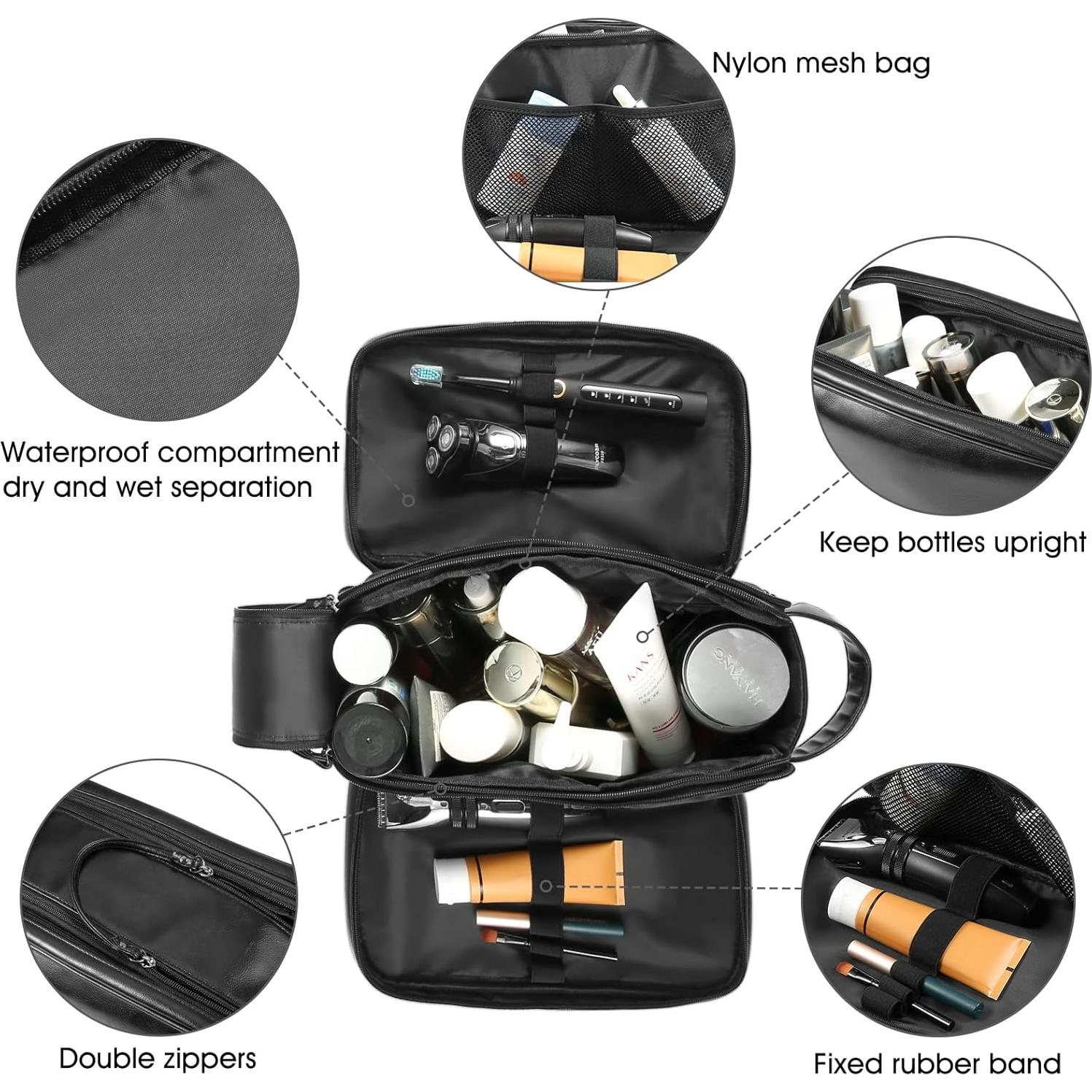 Bolsa de Aseo de Cuero BNSPOCKET Grande Impermeable Negra