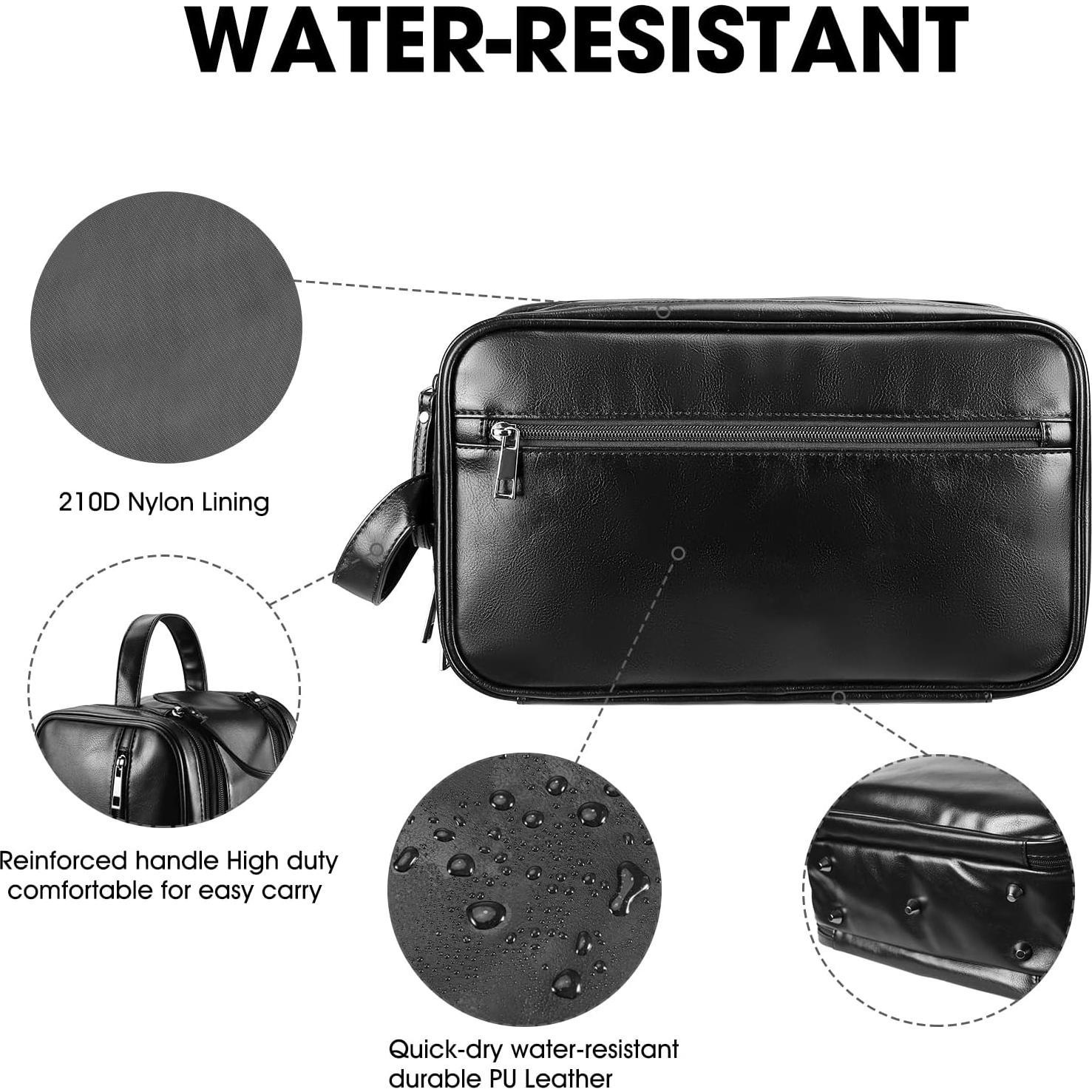 Bolsa de Aseo de Cuero BNSPOCKET Grande Impermeable Negra