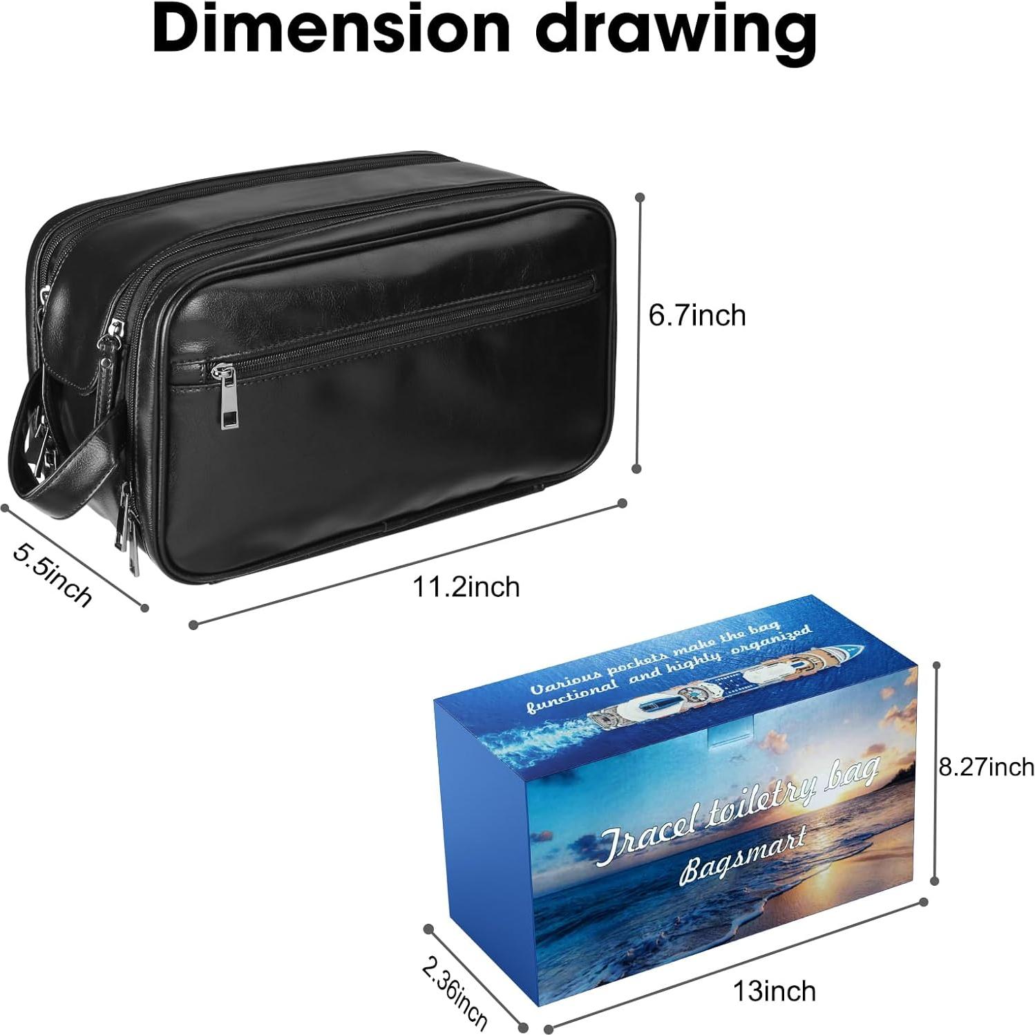 Bolsa de Aseo de Cuero BNSPOCKET Grande Impermeable Negra