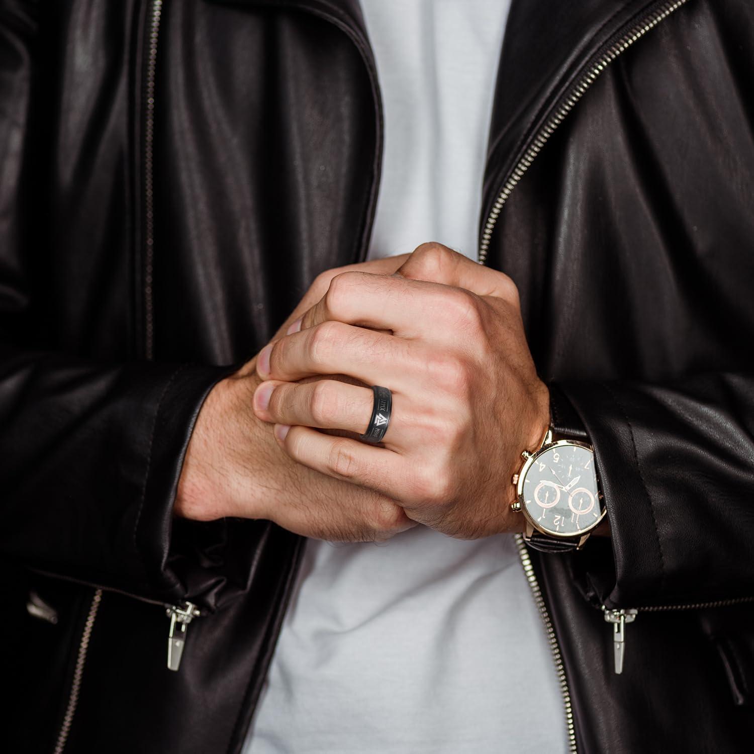 Anillo de Carburo de Tungsteno King Will 8mm Negro Plata Azul