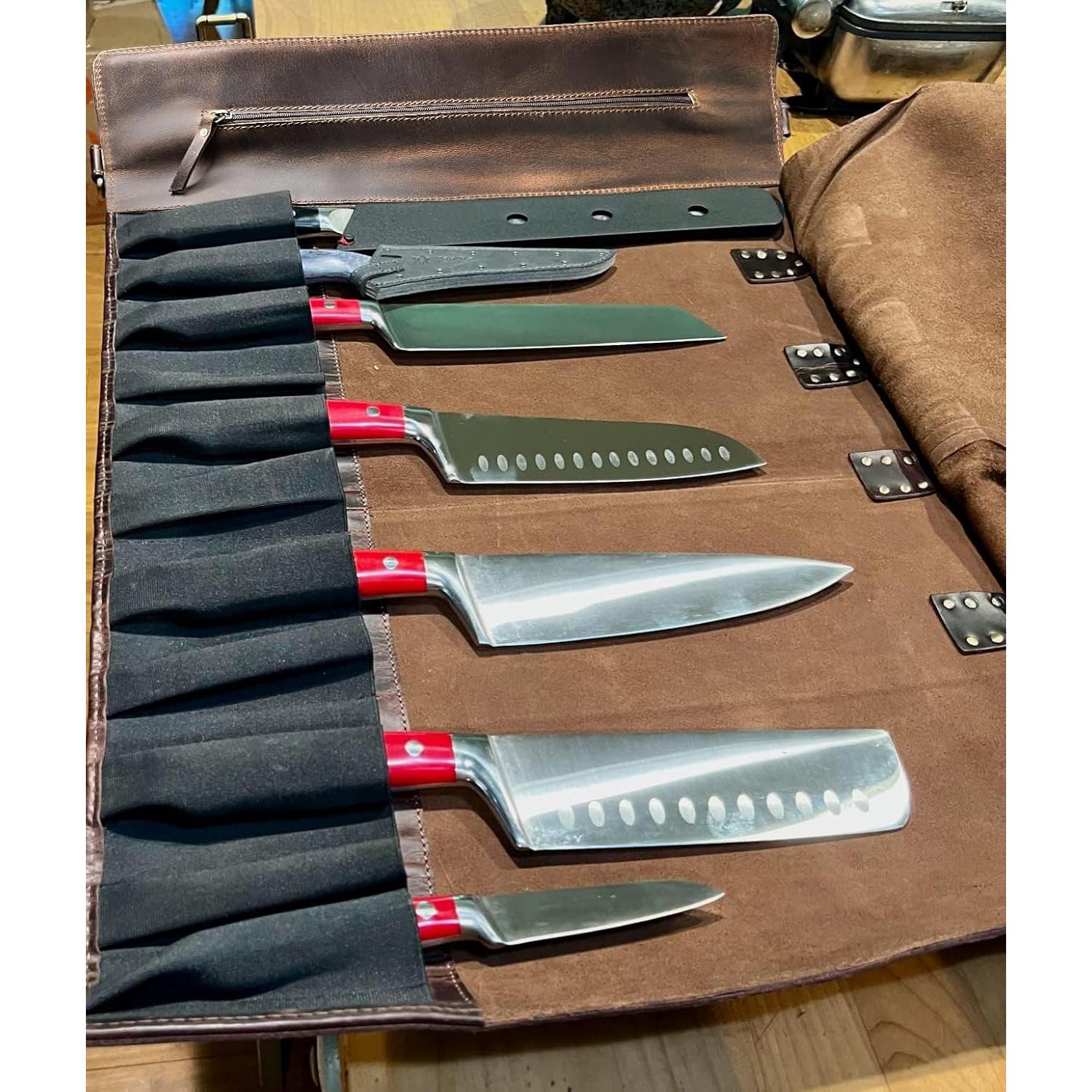 Bolsa de Cuchillos de Cuero Rustic Town para Chef - 11 Espacios