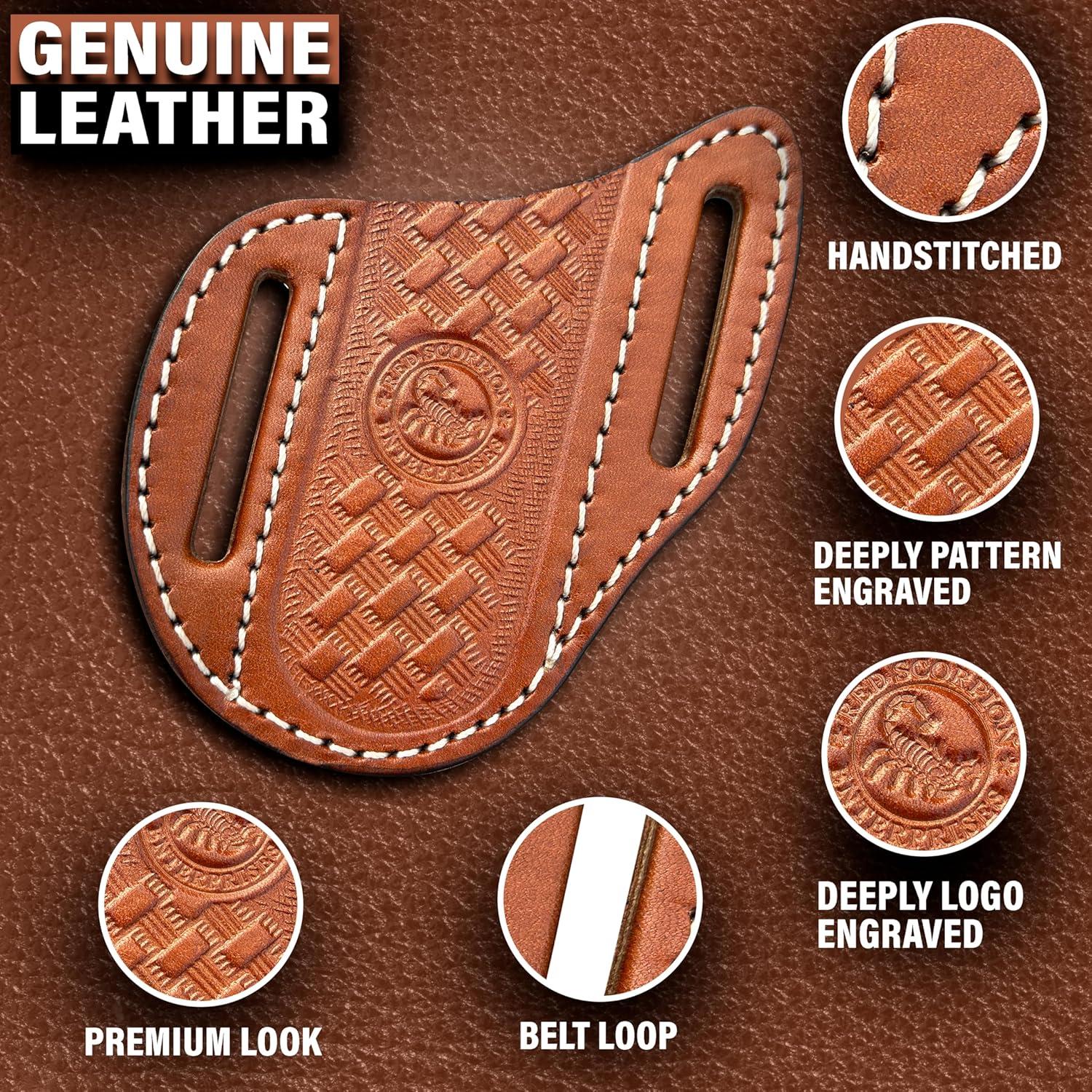 Funda de Cuchillo de Cuero Red Scorpion Gladiador EDC Marrón