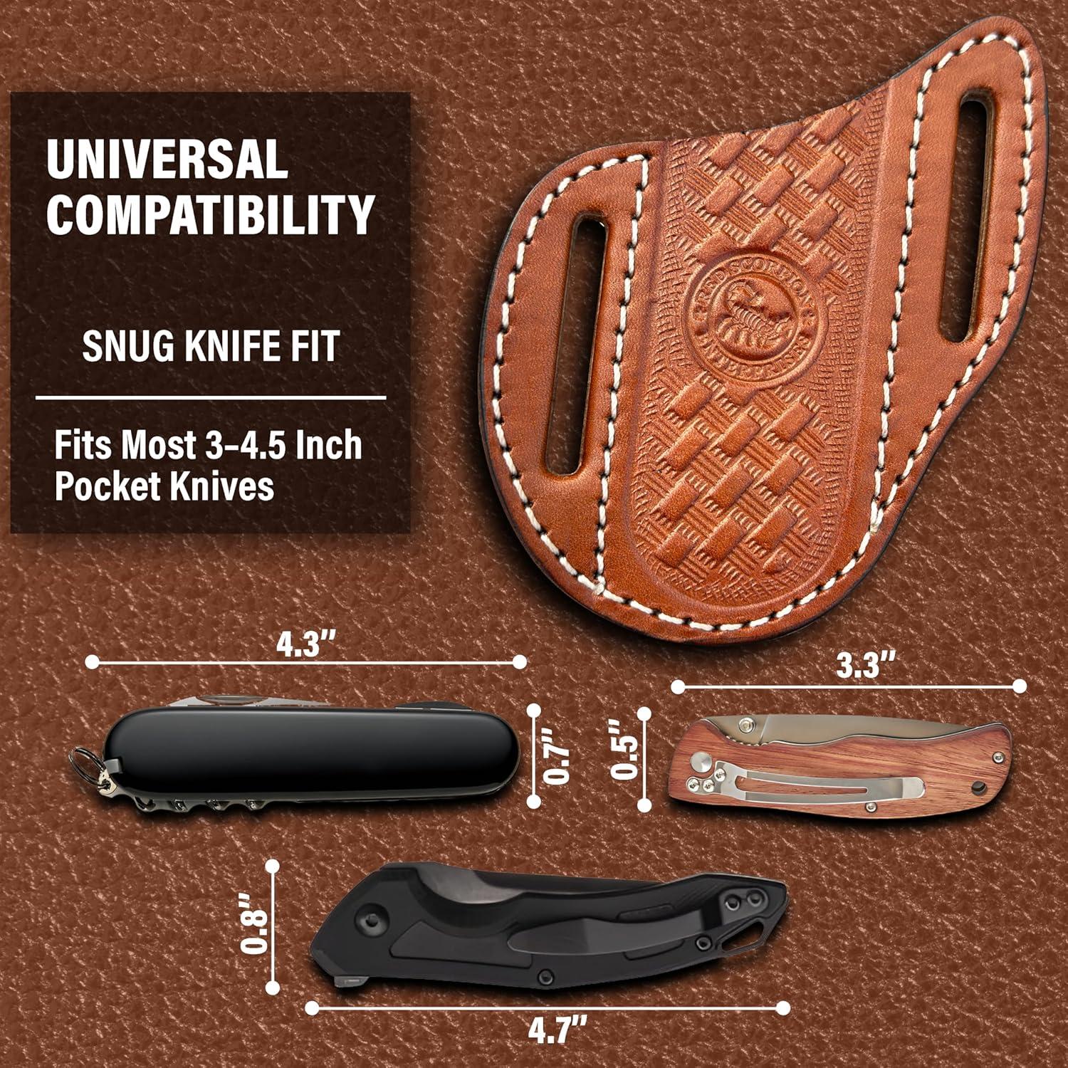 Funda de Cuchillo de Cuero Red Scorpion Gladiador EDC Marrón