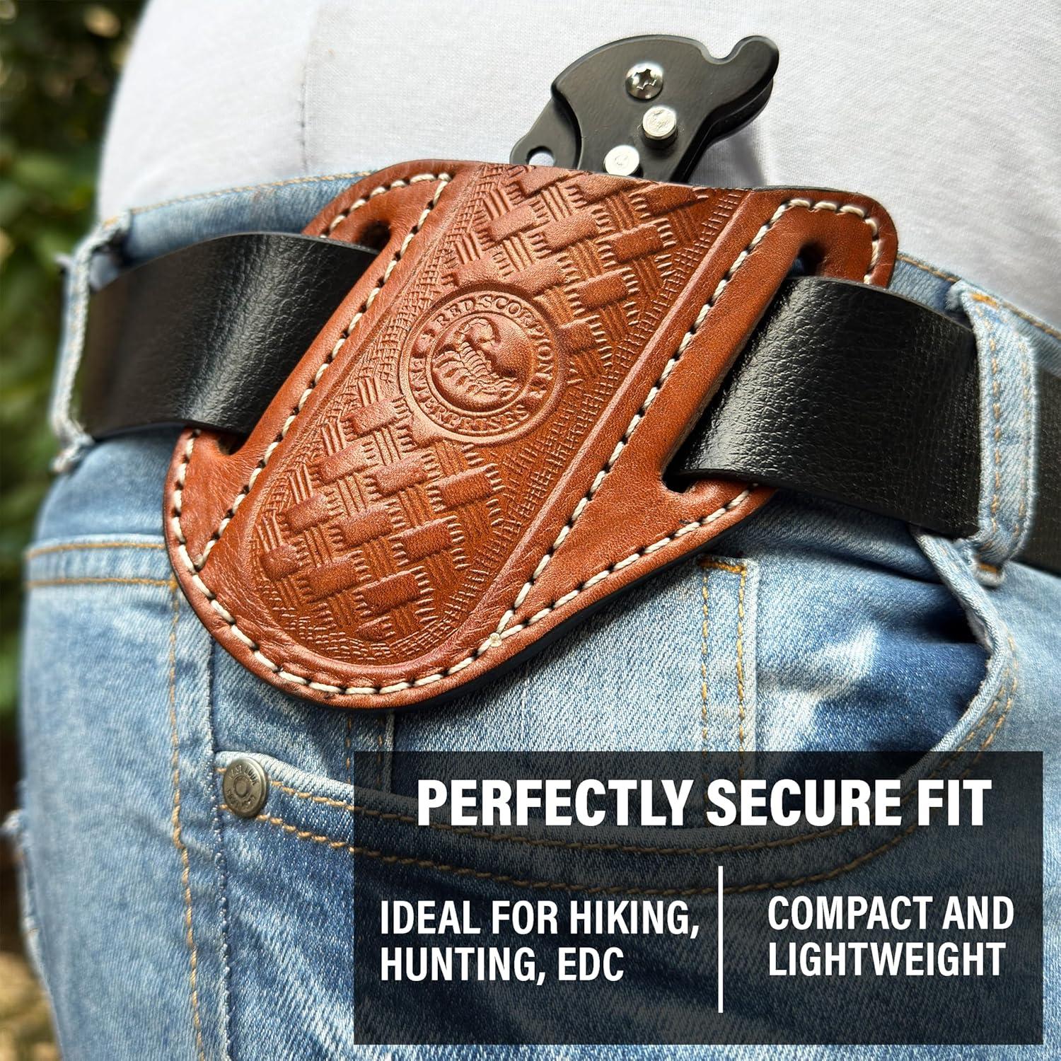 Funda de Cuchillo de Cuero Red Scorpion Gladiador EDC Marrón