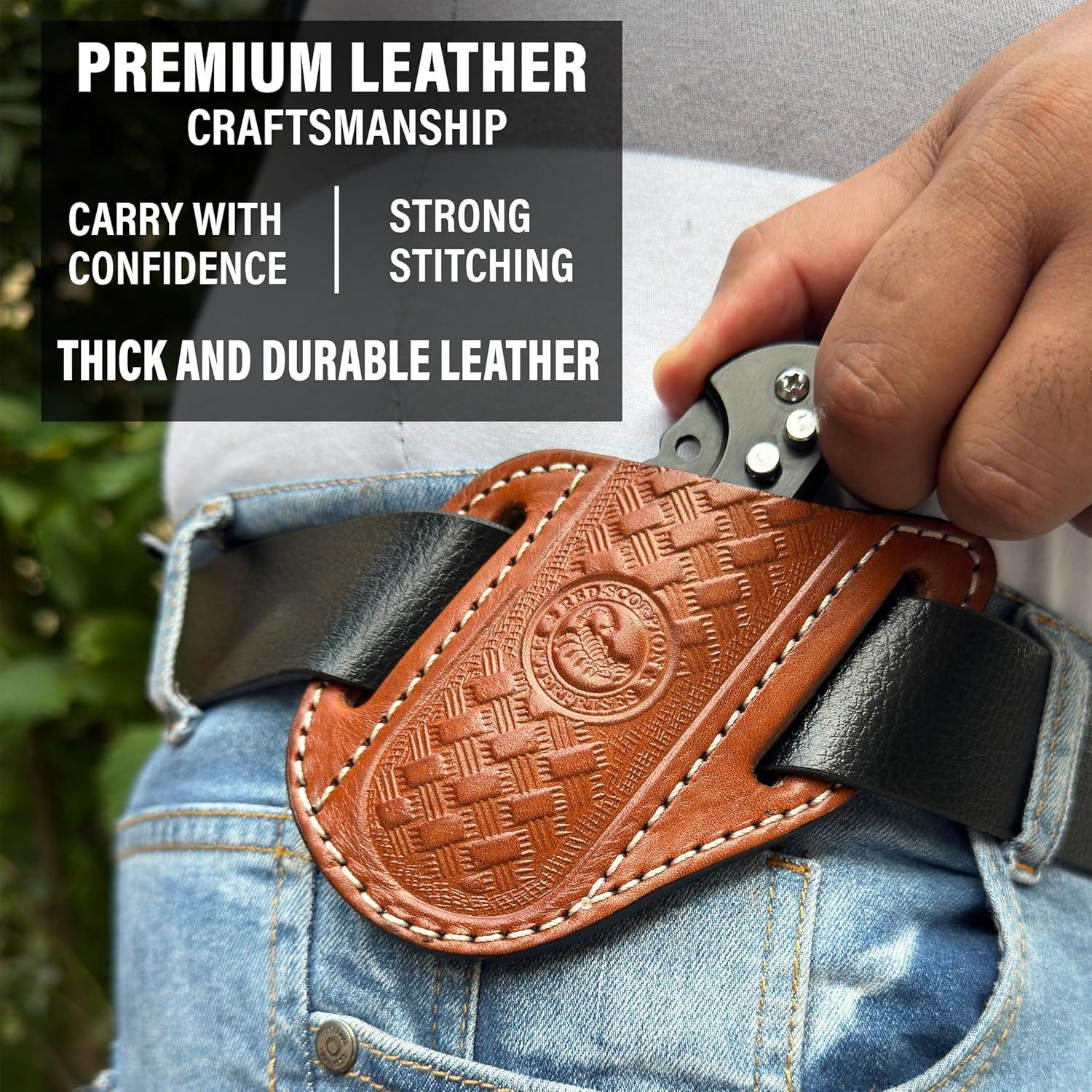 Funda de Cuchillo de Cuero Red Scorpion Gladiador EDC Marrón