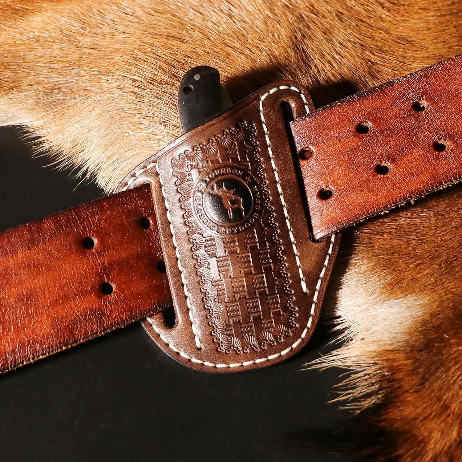 Funda de cuchillo plegable Tourbon de cuero marrón EDC