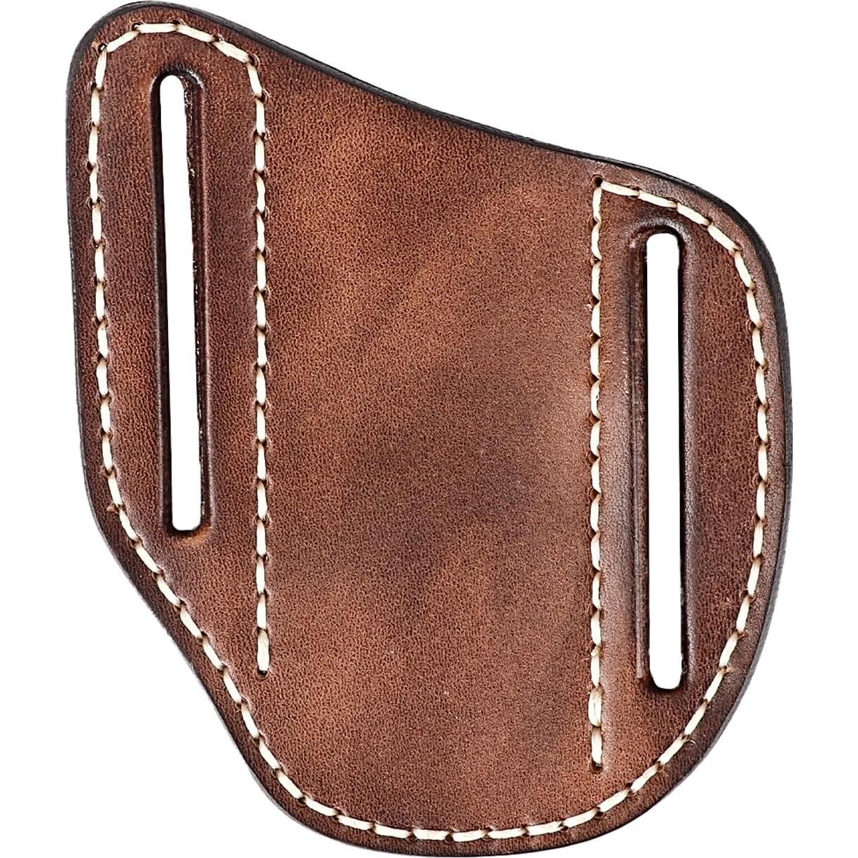 Funda de cuchillo plegable Tourbon de cuero marrón EDC