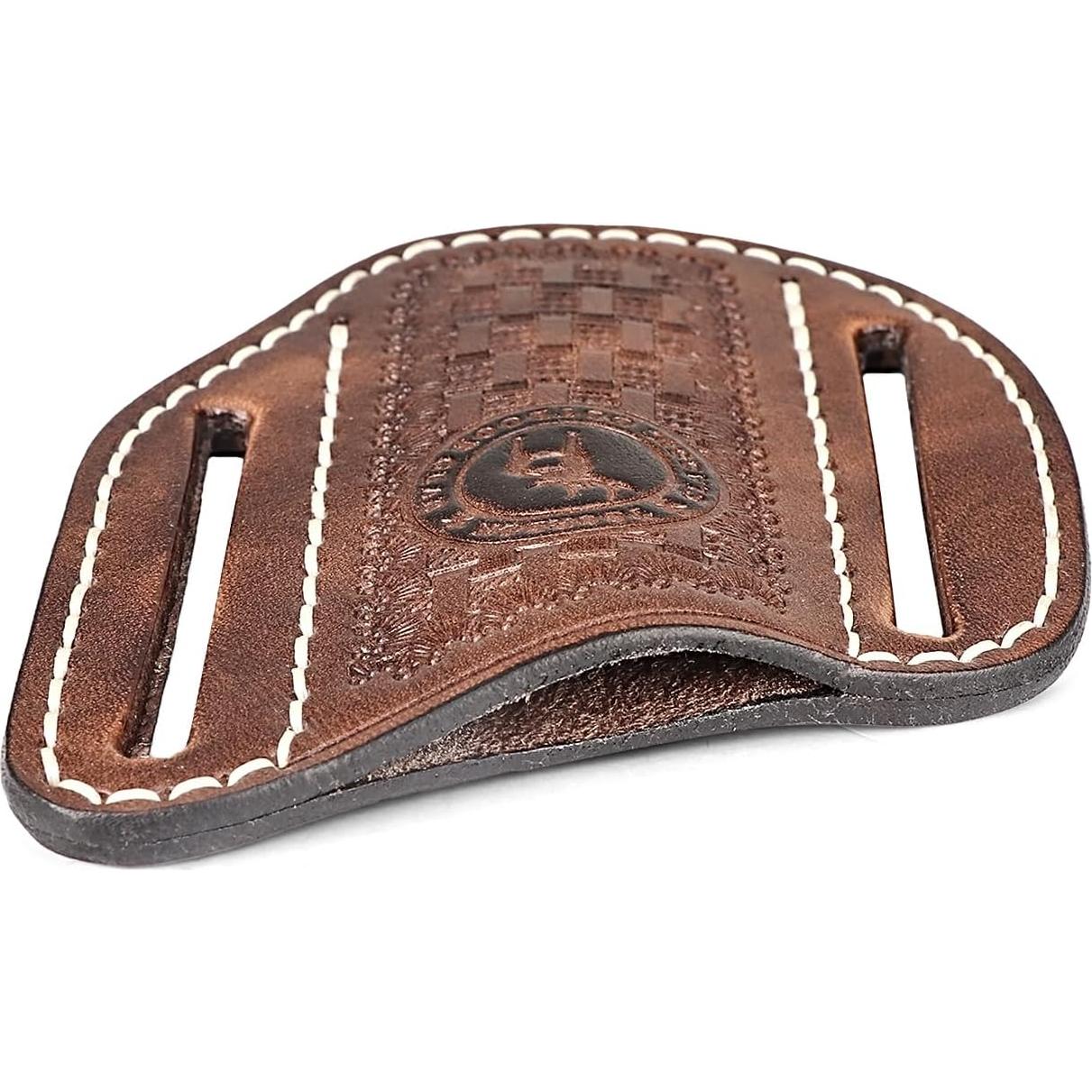 Funda de cuchillo plegable Tourbon de cuero marrón EDC