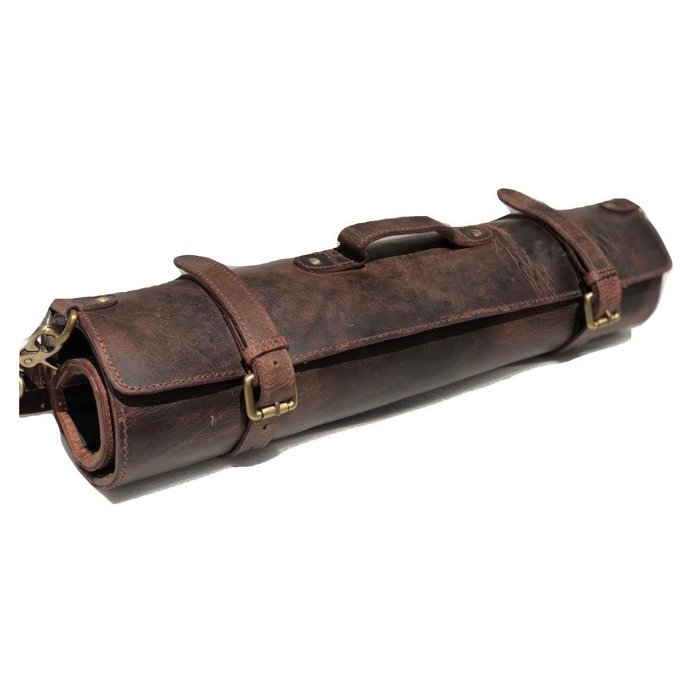 Rollo de cuchillos de cuero de búfalo Vintage Crafts 12 bolsillos