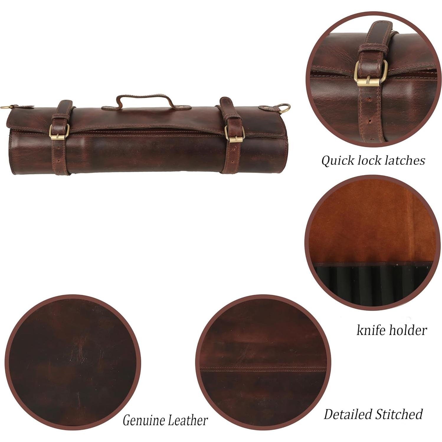 Rollo de cuchillos de cuero de búfalo Vintage Crafts 12 bolsillos