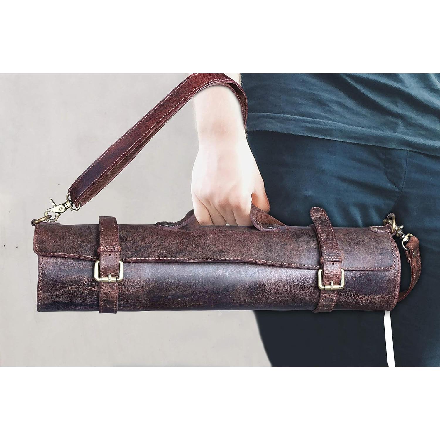 Rollo de cuchillos de cuero de búfalo Vintage Crafts 12 bolsillos