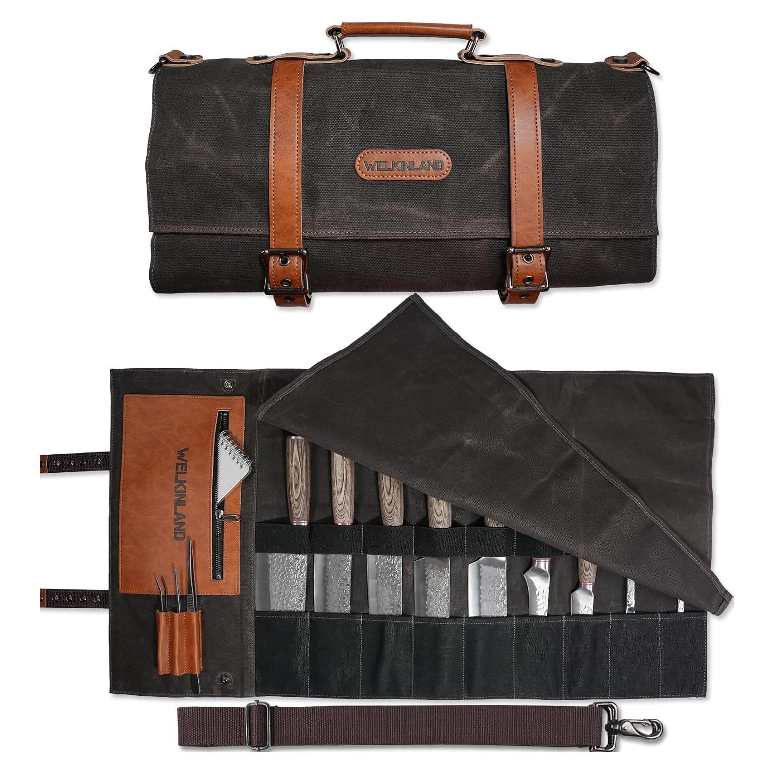 Bolsa de Cuchillos WELKINLAND 13 Bolsillos Lona y Cuero