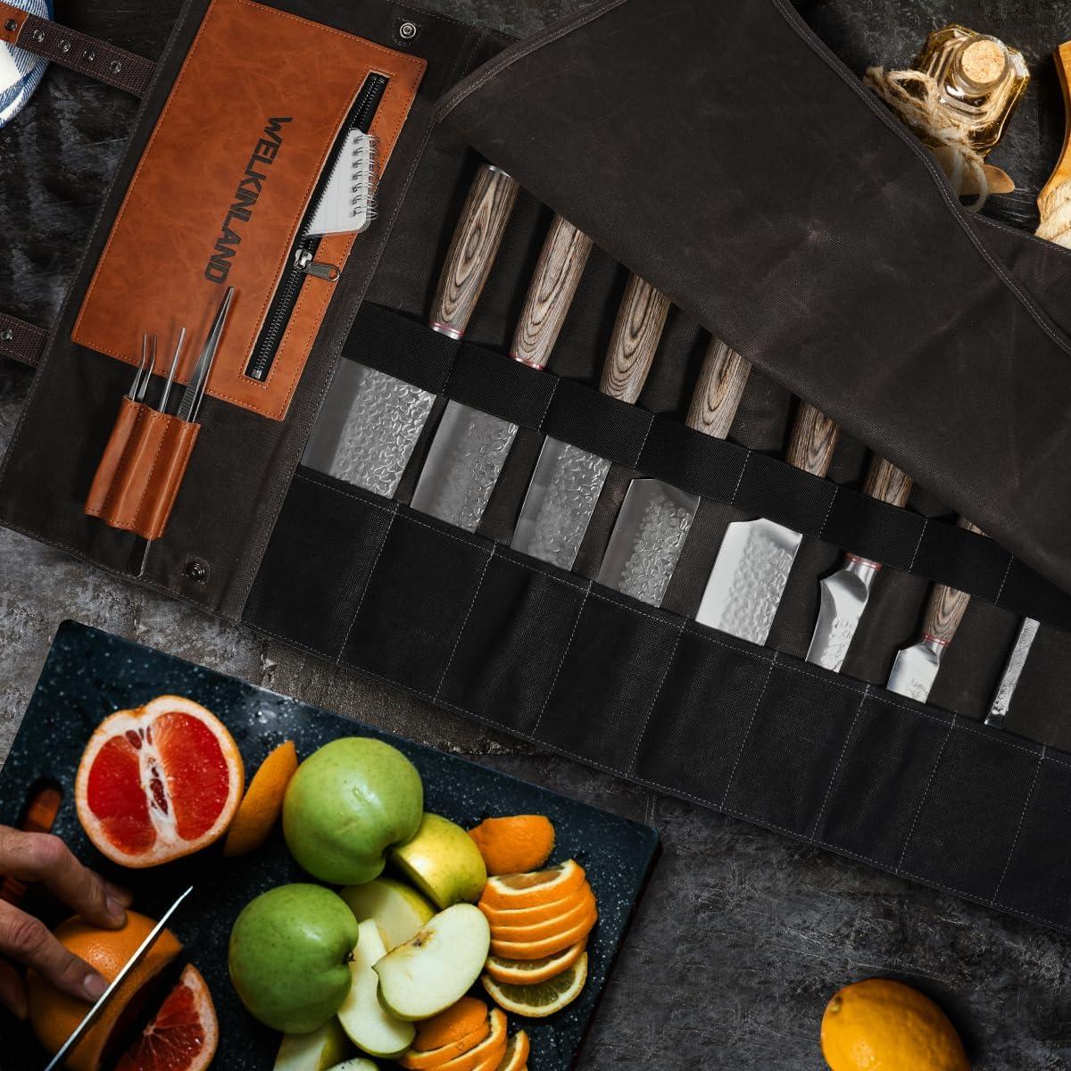 Bolsa de Cuchillos WELKINLAND 13 Bolsillos Lona y Cuero