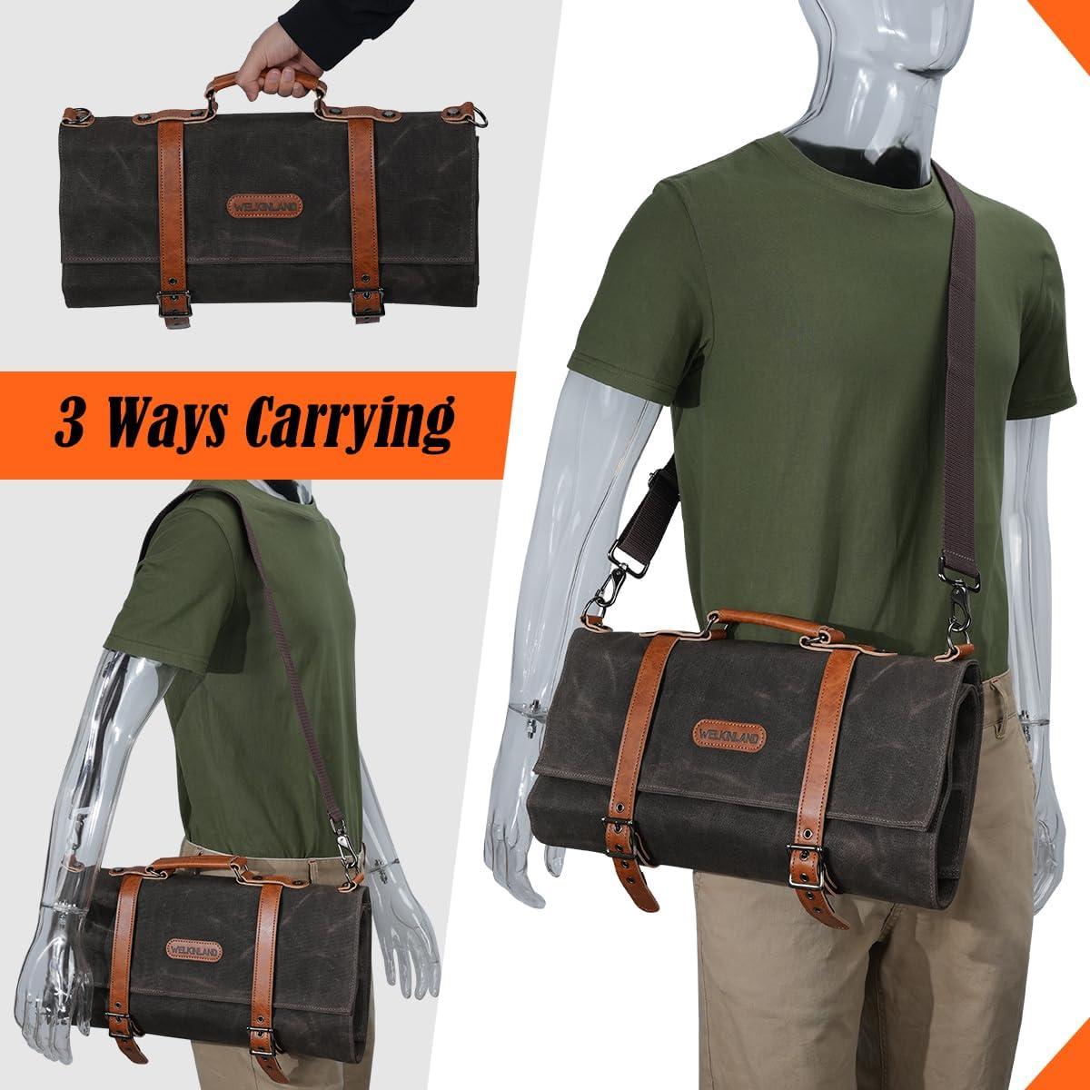 Bolsa de Cuchillos WELKINLAND 13 Bolsillos Lona y Cuero