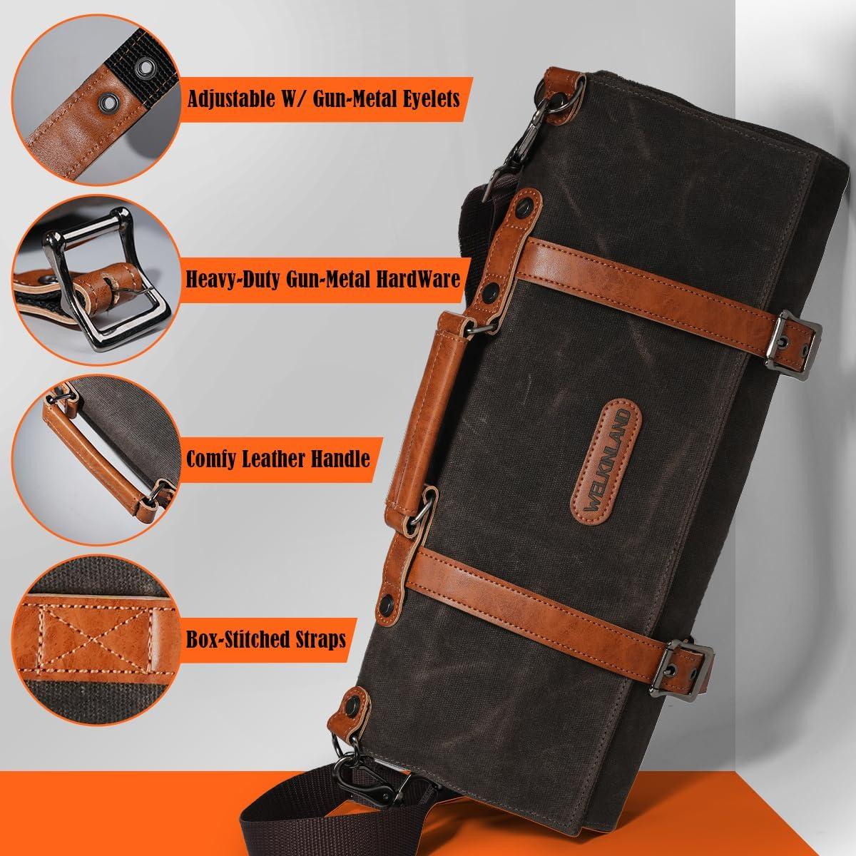 Bolsa de Cuchillos WELKINLAND 13 Bolsillos Lona y Cuero