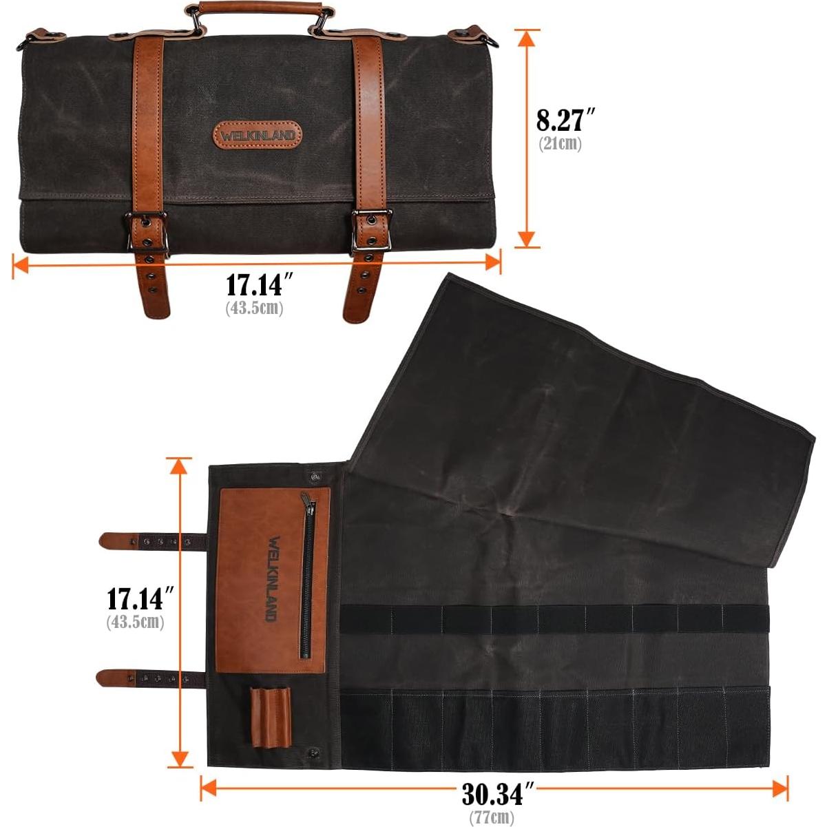 Bolsa de Cuchillos WELKINLAND 13 Bolsillos Lona y Cuero