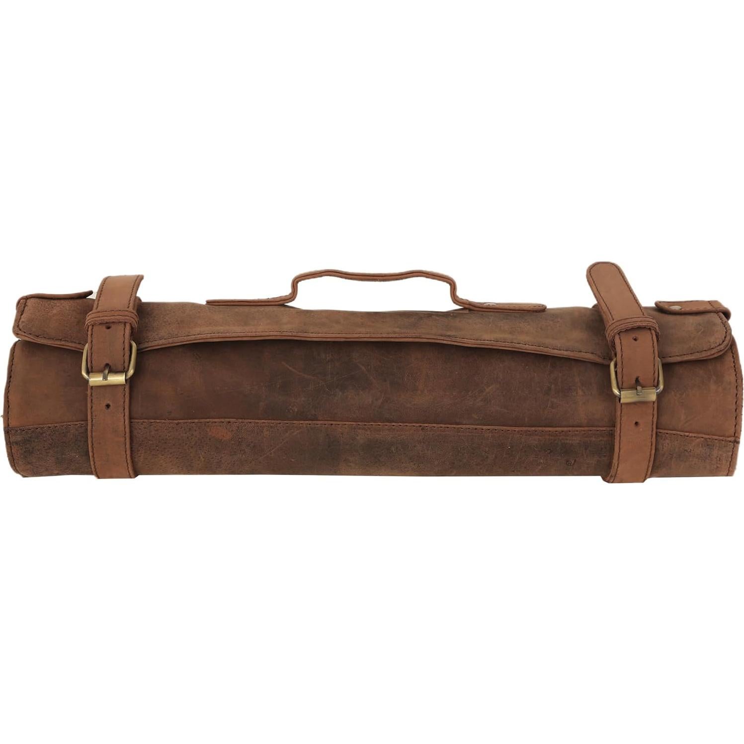 Juego de Rollos de Cuchillos de Cuero Vintage Crafts 12 Bolsillos