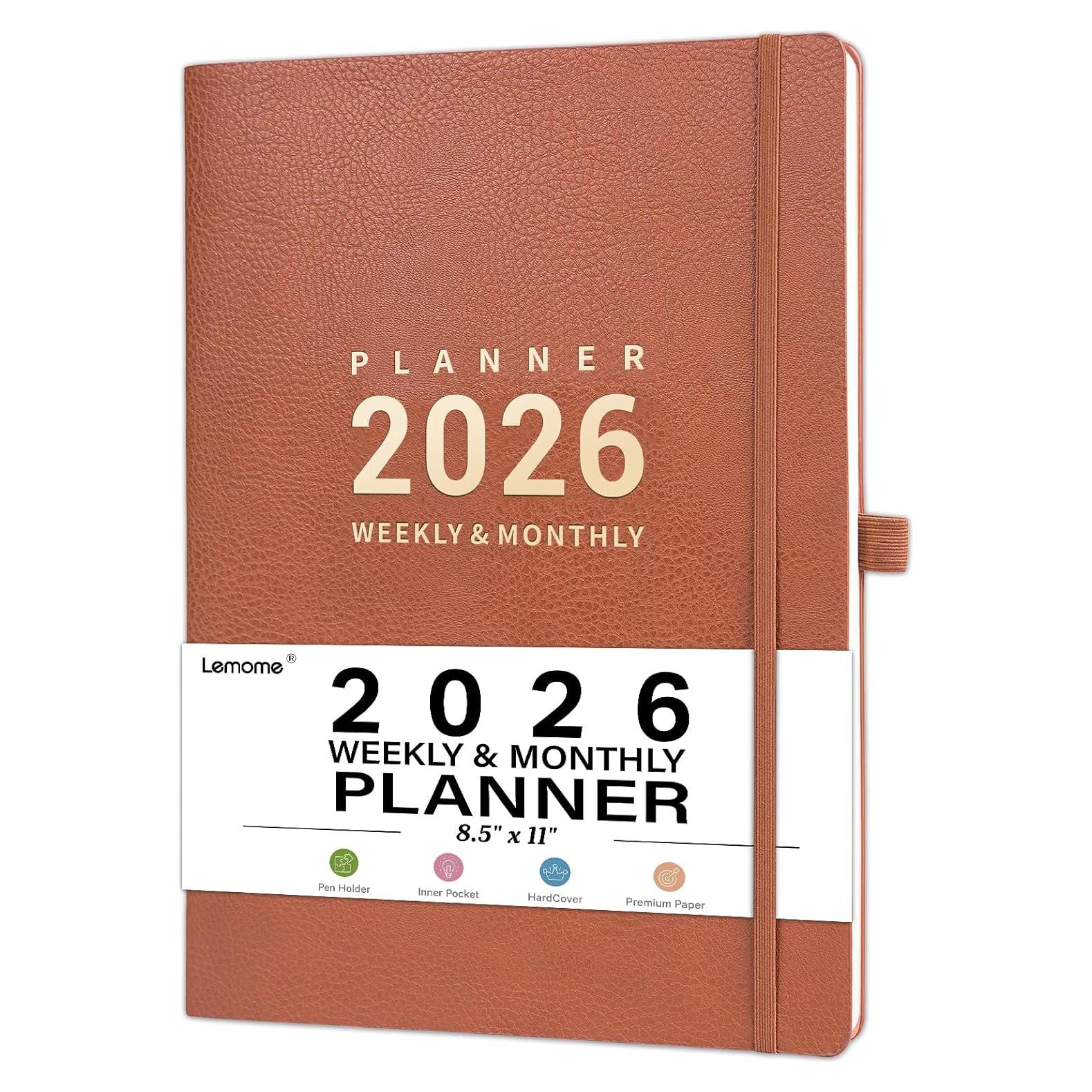 Planificador 2026 Lemome Semanal y Mensual A4 Marrón