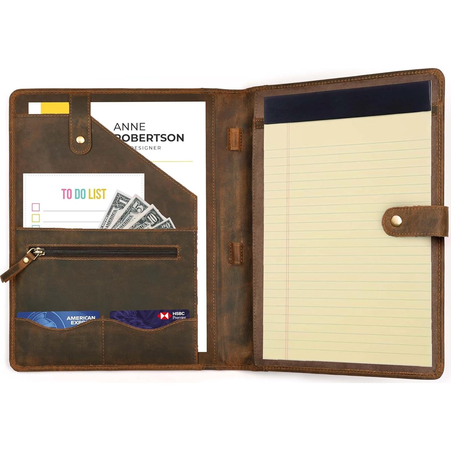 Portafolio de Cuero Village - Organizador A4 Carta Marrón