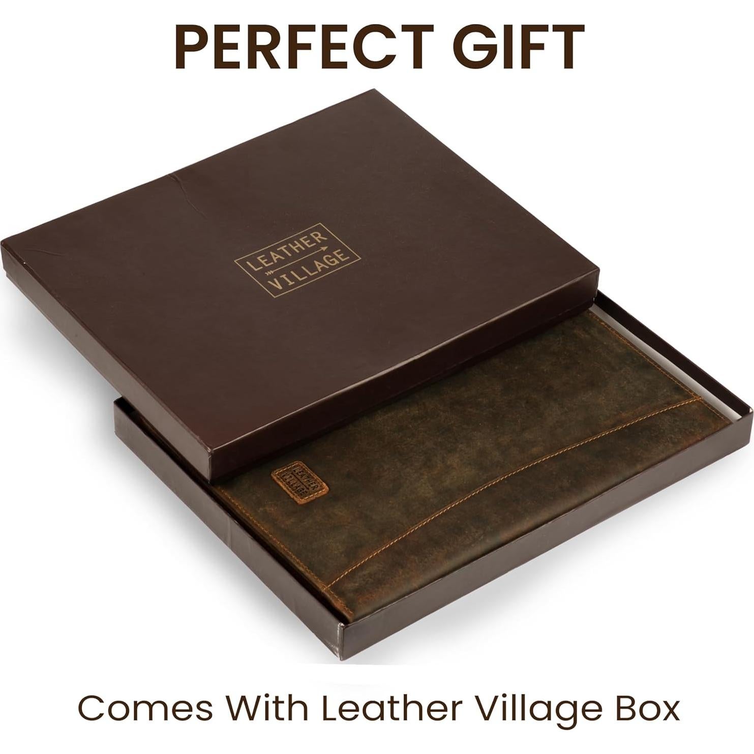 Portafolio de Cuero Village - Organizador A4 Carta Marrón