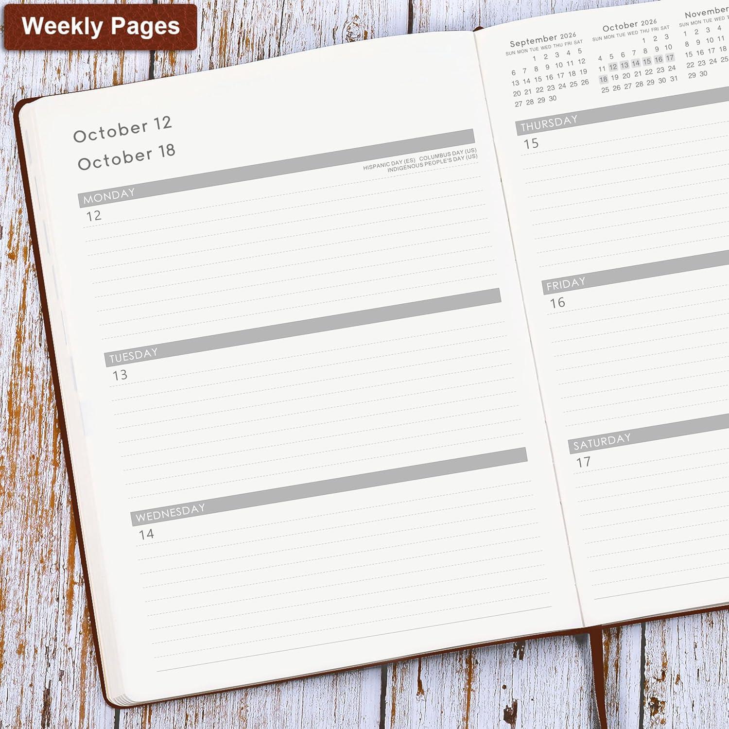 Planificador 2026 Artfan Marrón A5 con Cubierta de Cuero