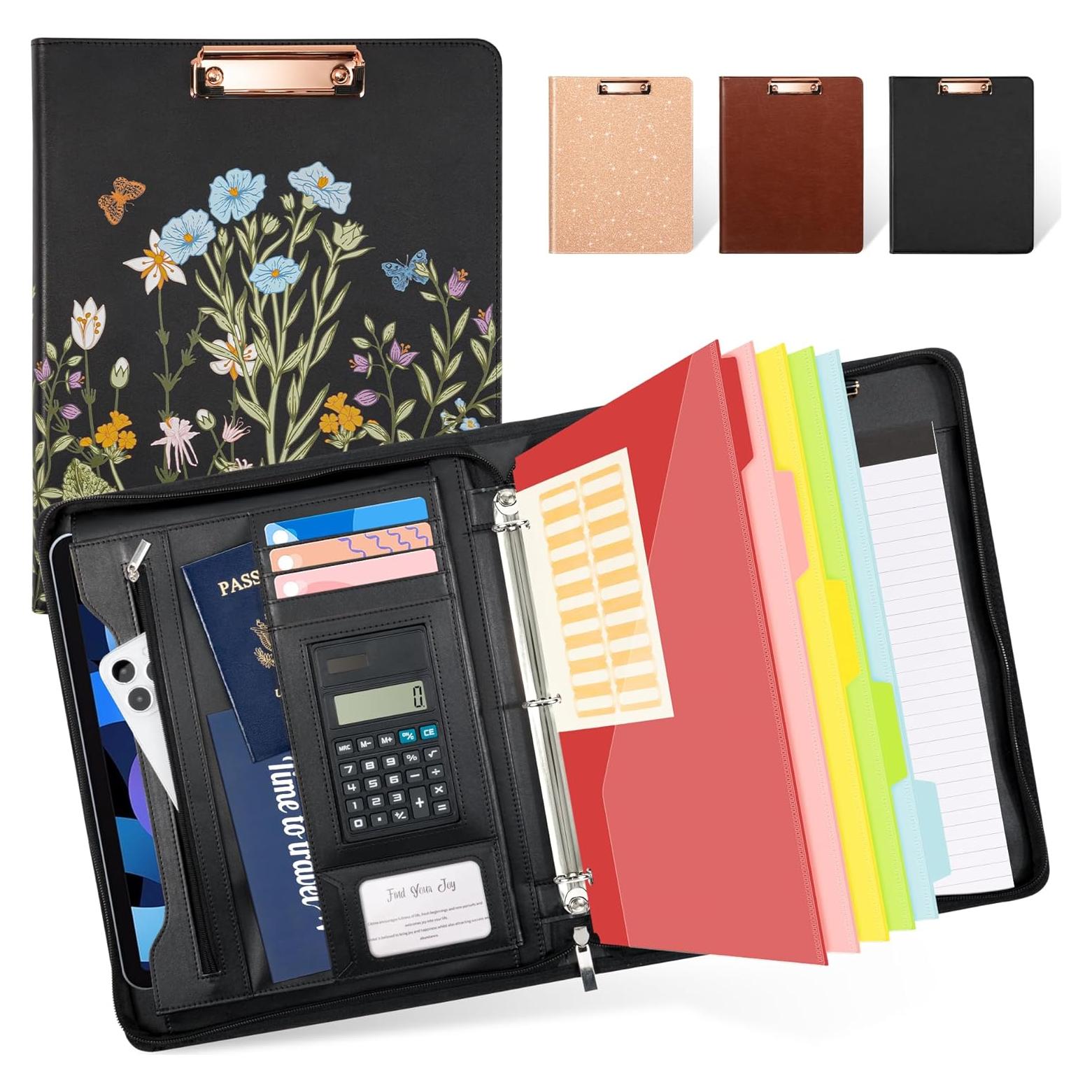 Carpeta de Cuero Sintético Ospelelf con Clipboard y 5 Divisores