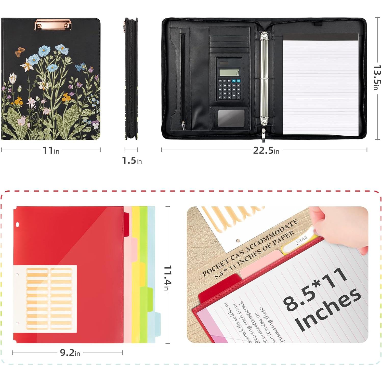 Carpeta de Cuero Sintético Ospelelf con Clipboard y 5 Divisores