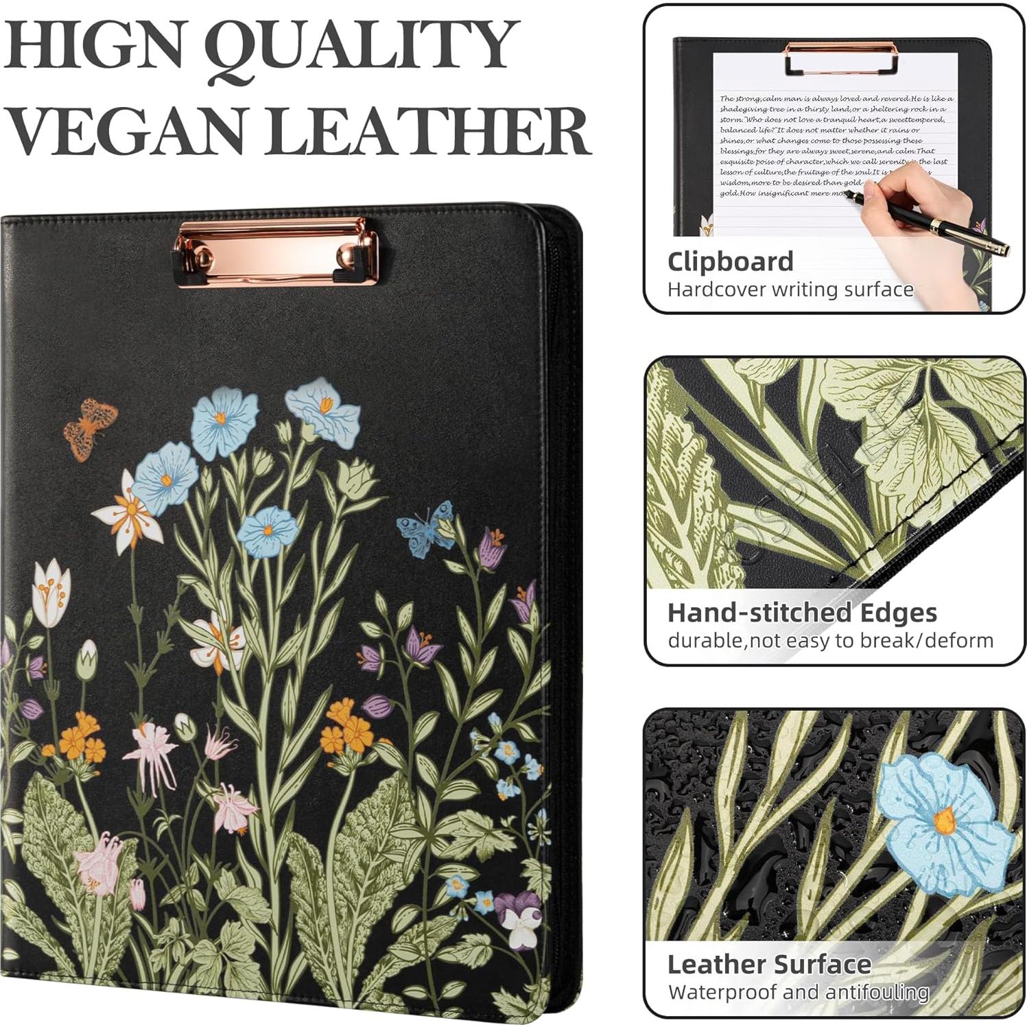 Carpeta de Cuero Sintético Ospelelf con Clipboard y 5 Divisores